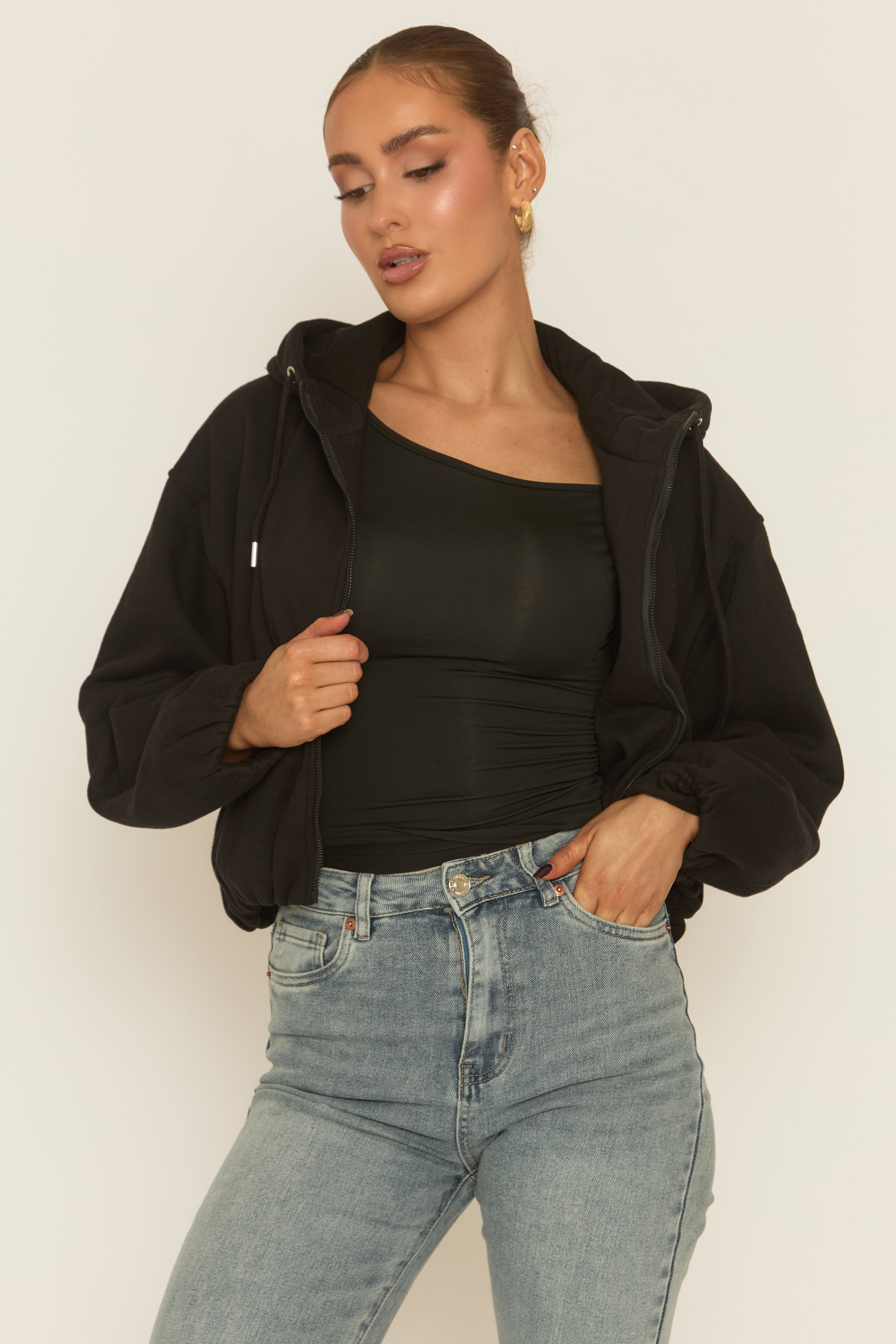 Black Loopback Bomber Jacket - Farlay
