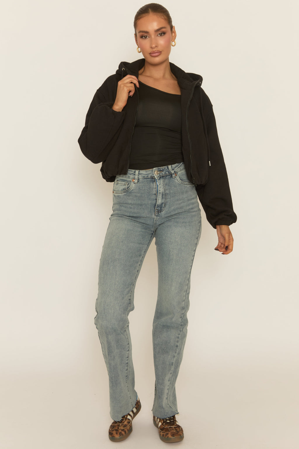 Black Loopback Bomber Jacket - Farlay