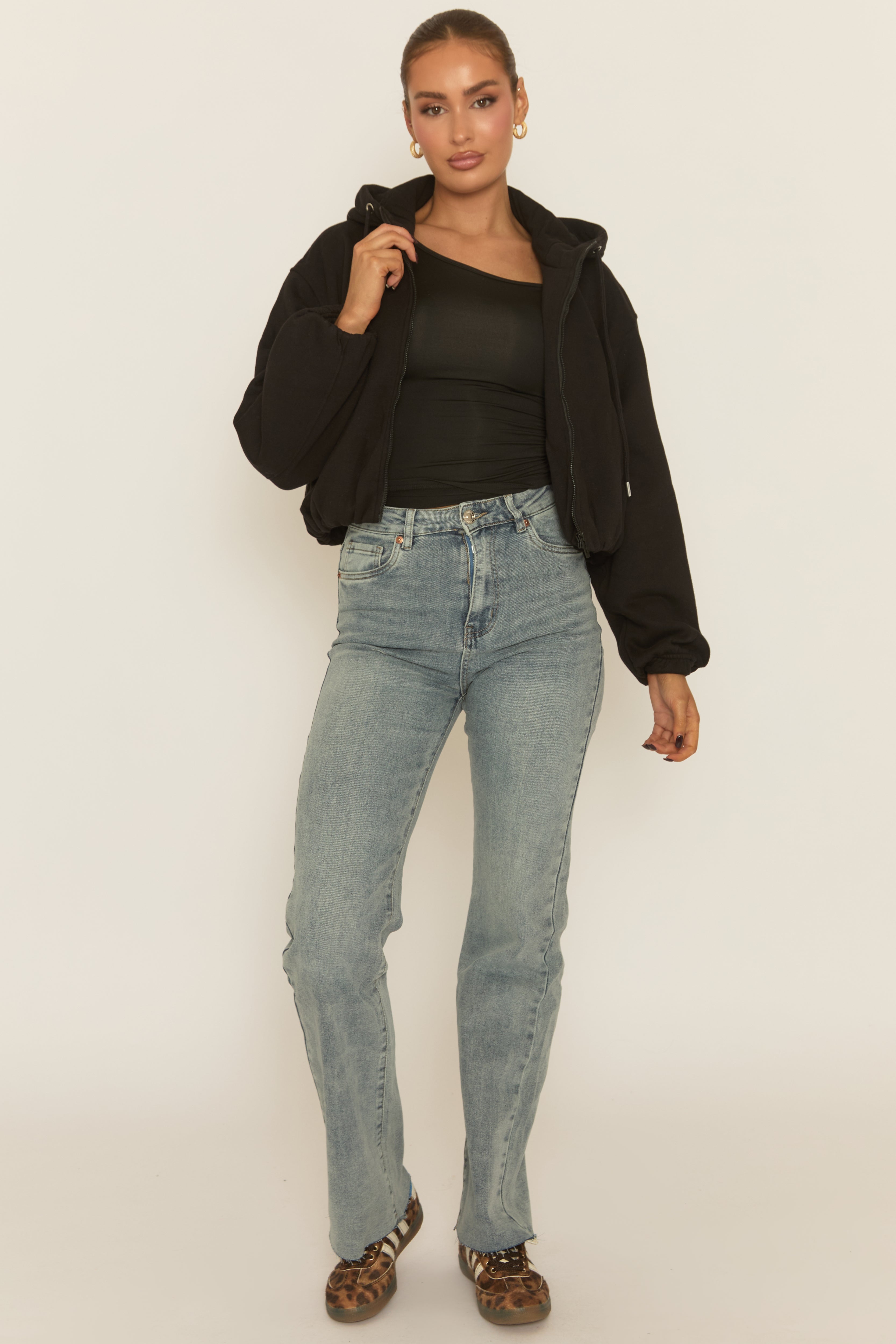 Black Loopback Bomber Jacket - Farlay