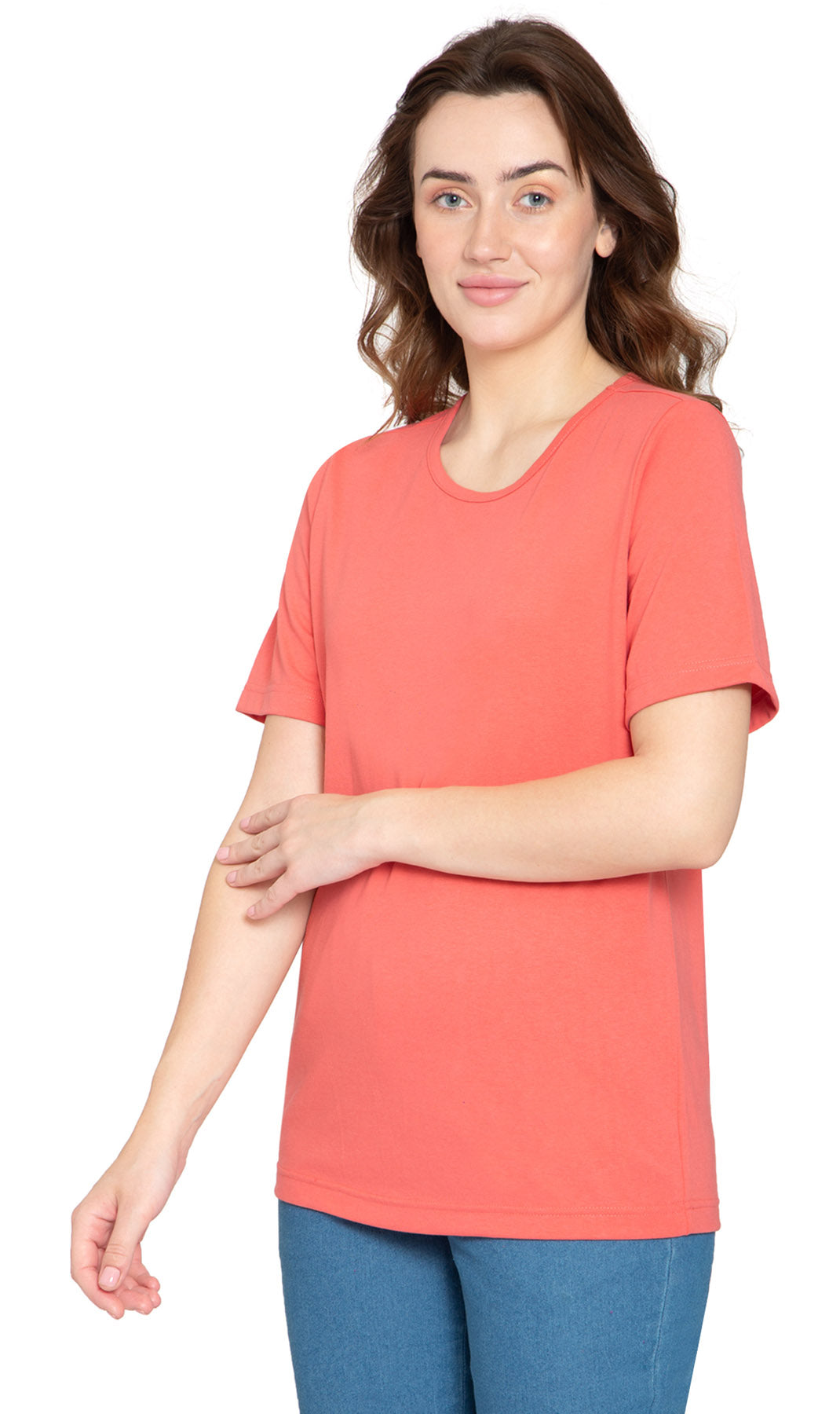 Women's Relaxed Fit Short-Sleeve Crew neck knit Tee Shirt