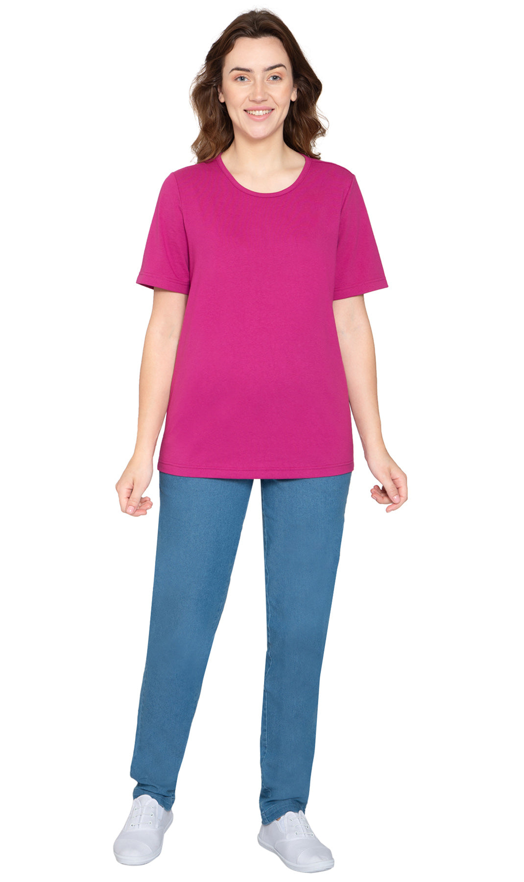 Women's Relaxed Fit Short-Sleeve Crew neck knit Tee Shirt