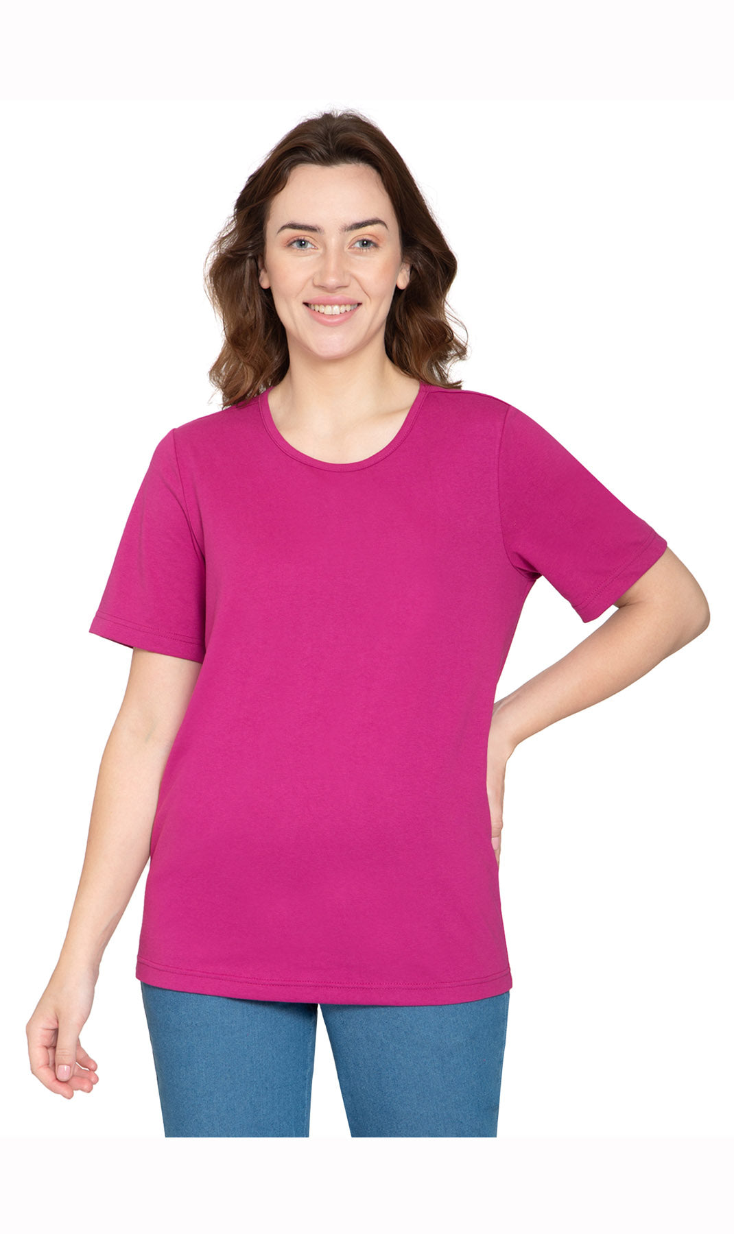 Women's Relaxed Fit Short-Sleeve Crew neck knit Tee Shirt