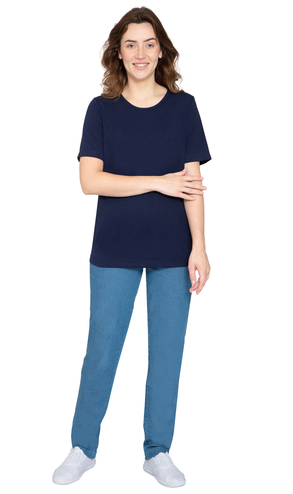 Women's Relaxed Fit Short-Sleeve Crew neck knit Tee Shirt