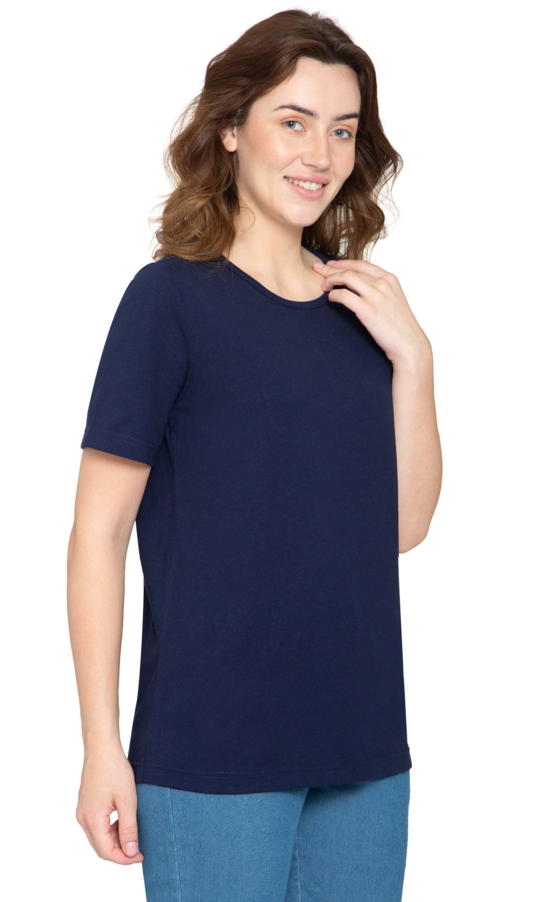 Women's Relaxed Fit Short-Sleeve Crew neck knit Tee Shirt