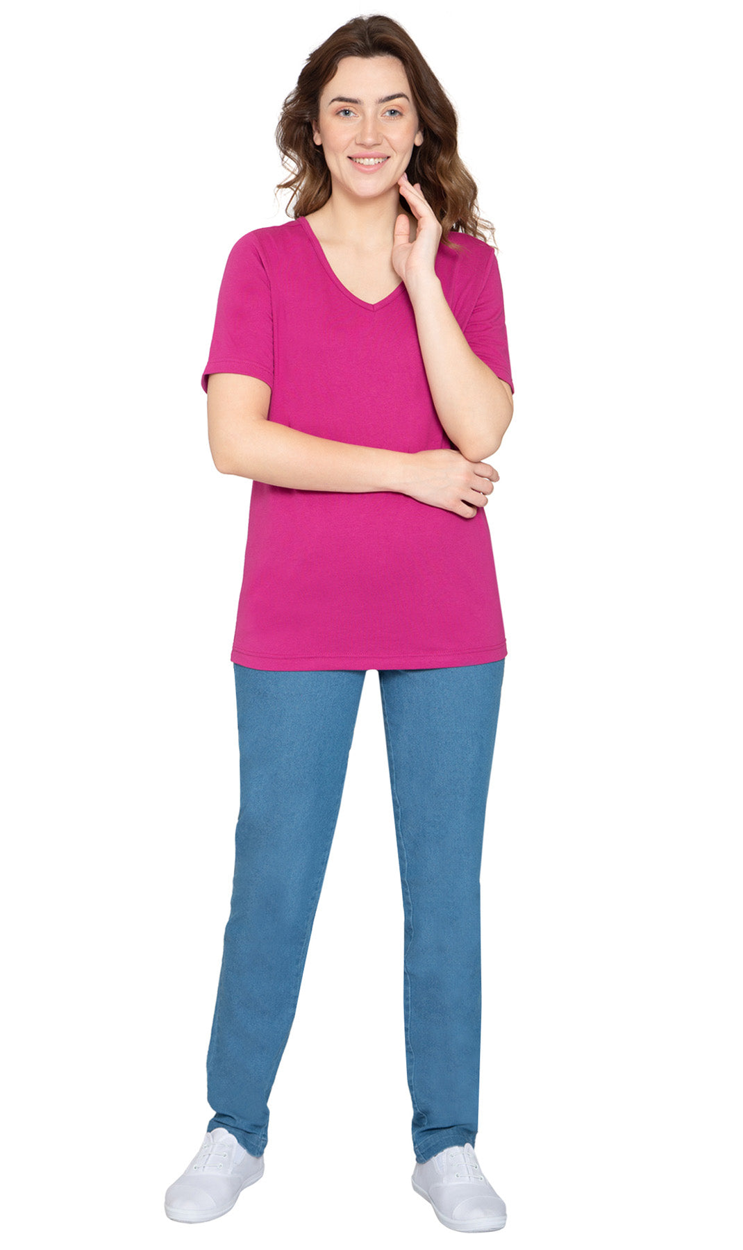 Women's Perfect Short-Sleeve V-Neck Tee Shirt - Cotton blend and Wrinkle Resistant