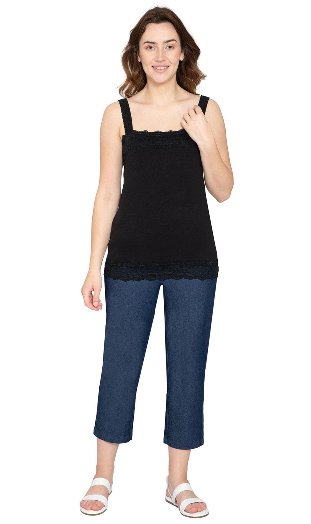 Women's Lacey Trim Cotton Blend Tank Top