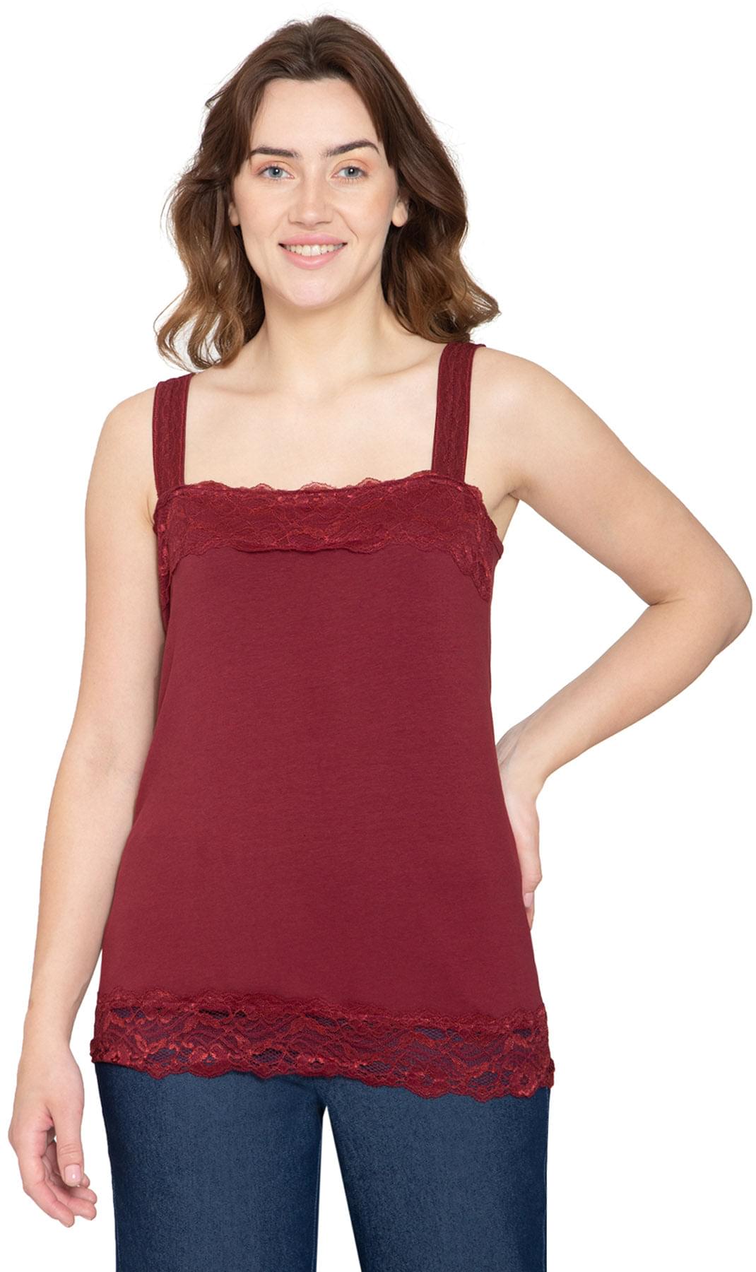 Women's Lacey Trim Cotton Blend Tank Top