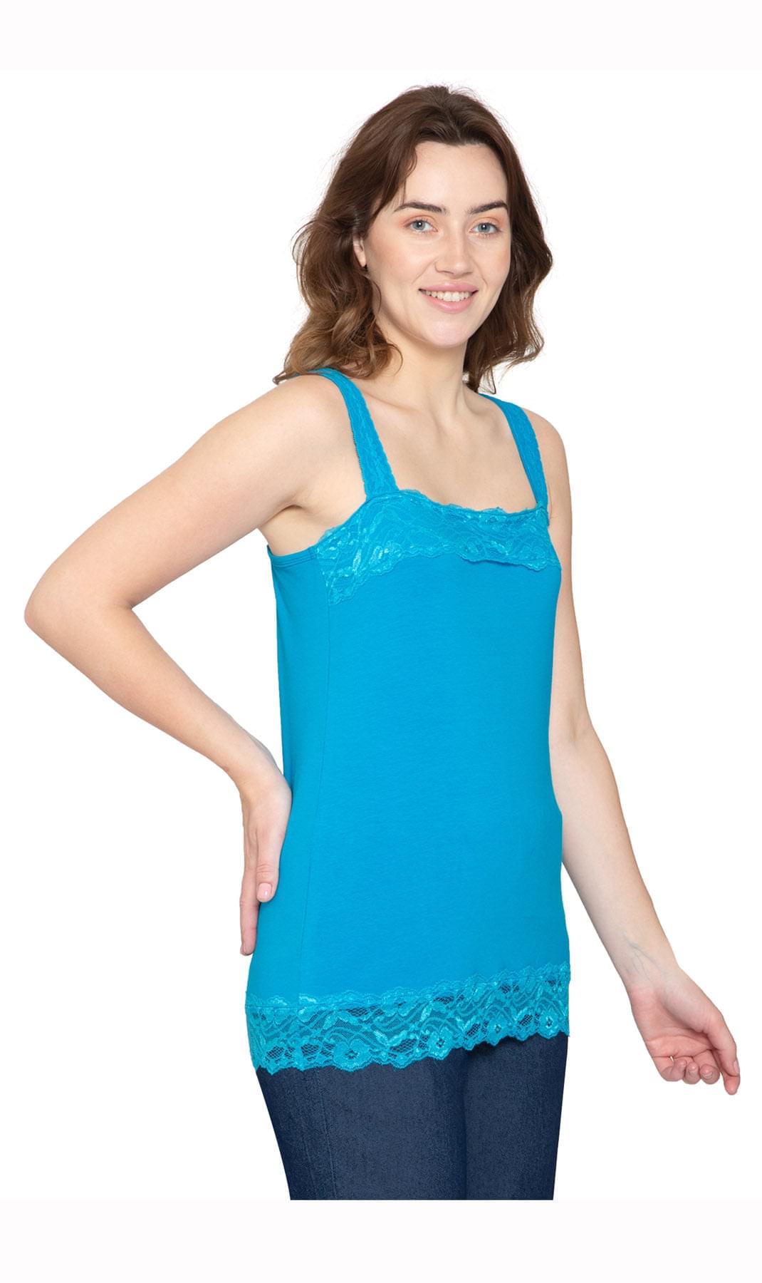 Women's Lacey Trim Cotton Blend Tank Top