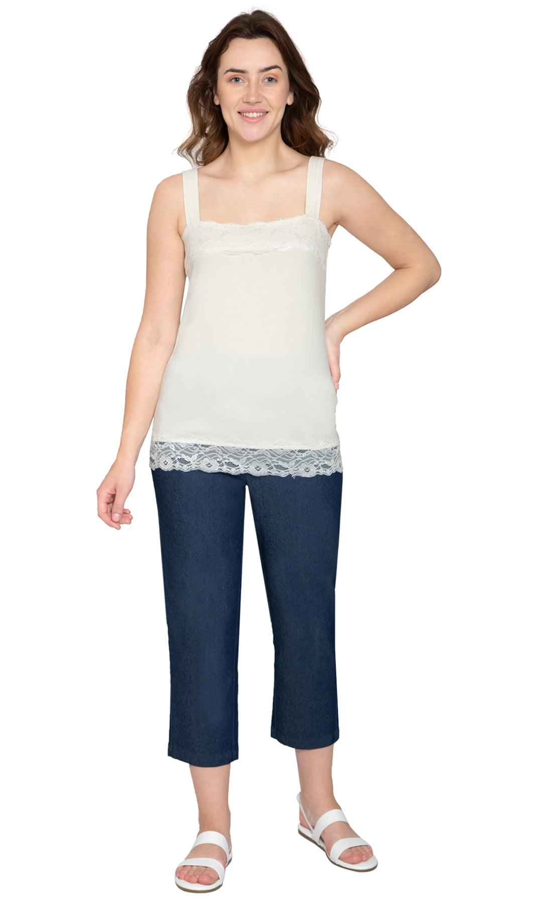 Women's Lacey Trim Cotton Blend Tank Top