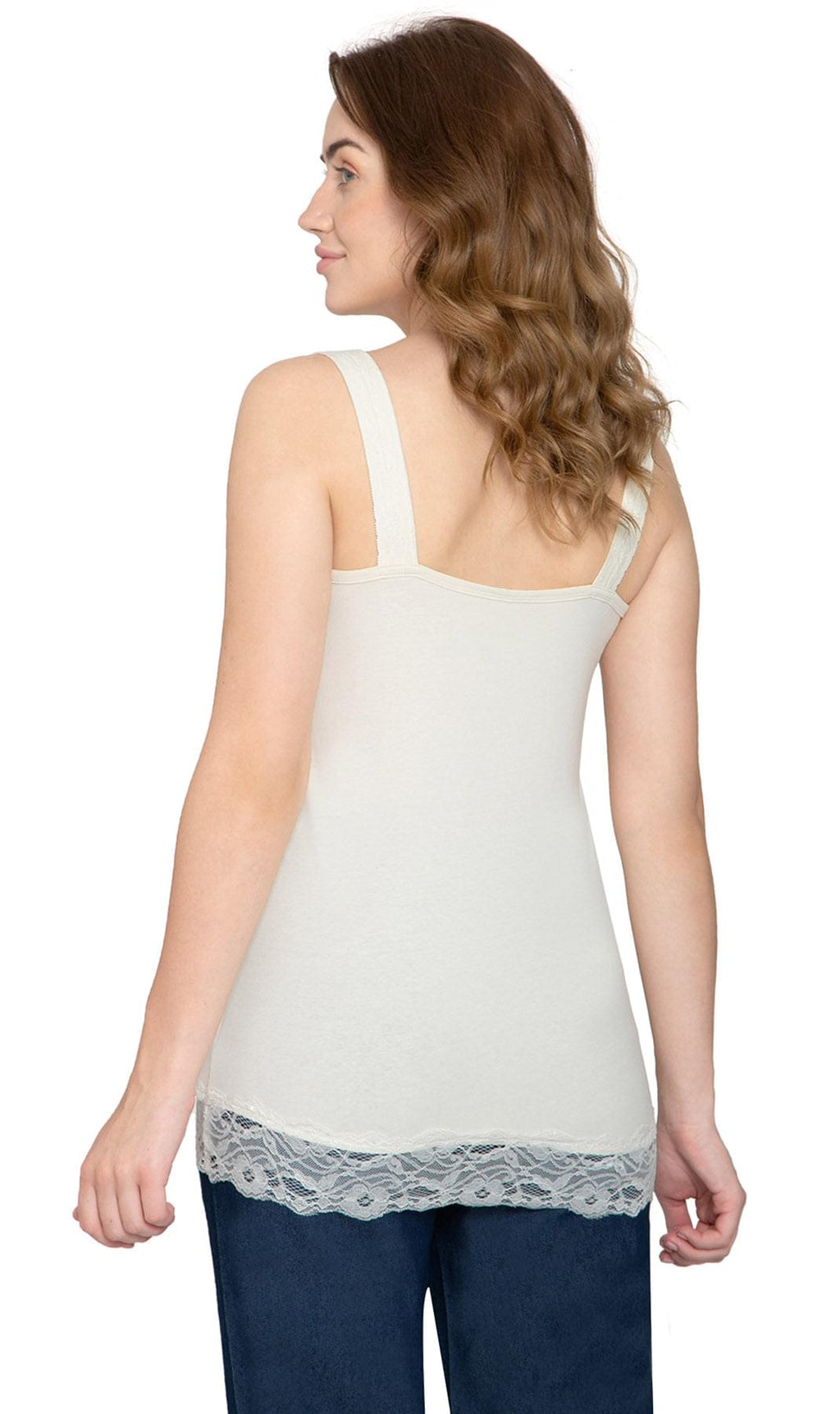 Women's Lacey Trim Cotton Blend Tank Top