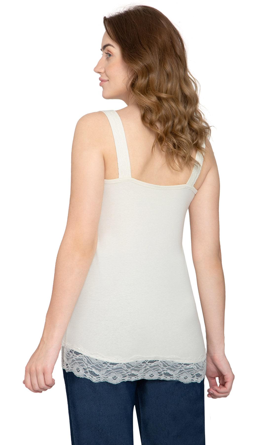 Women's Lacey Trim Cotton Blend Tank Top