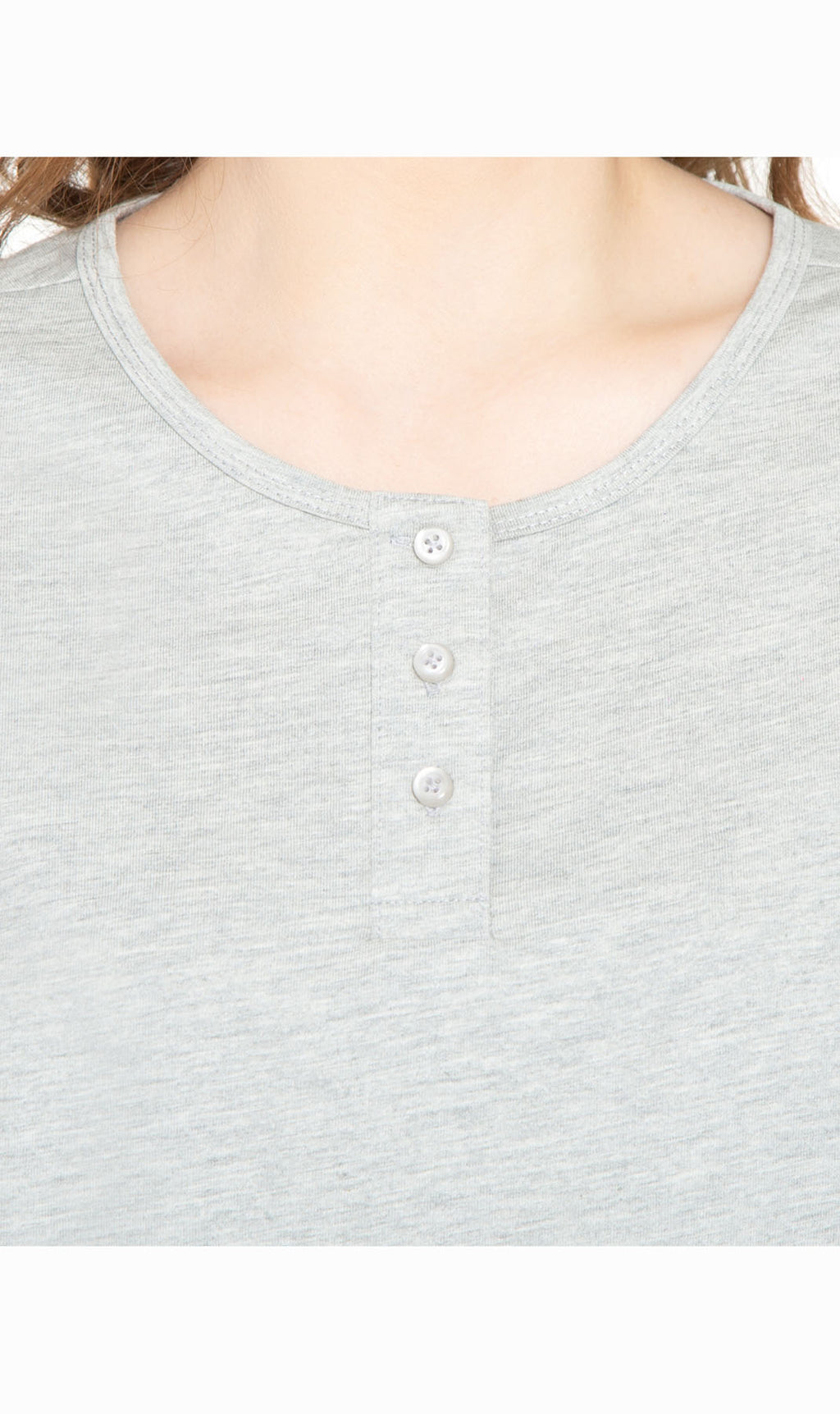 Women's 3/4 sleeves Henley in Cotton Blend with Button Placket