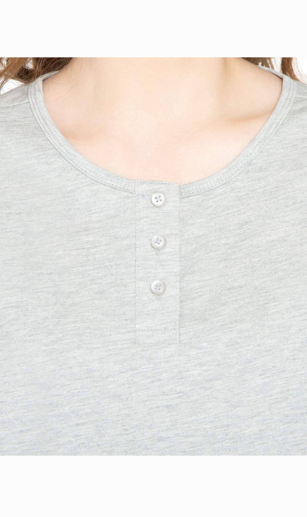 Women's 3/4 sleeves Henley in Cotton Blend with Button Placket