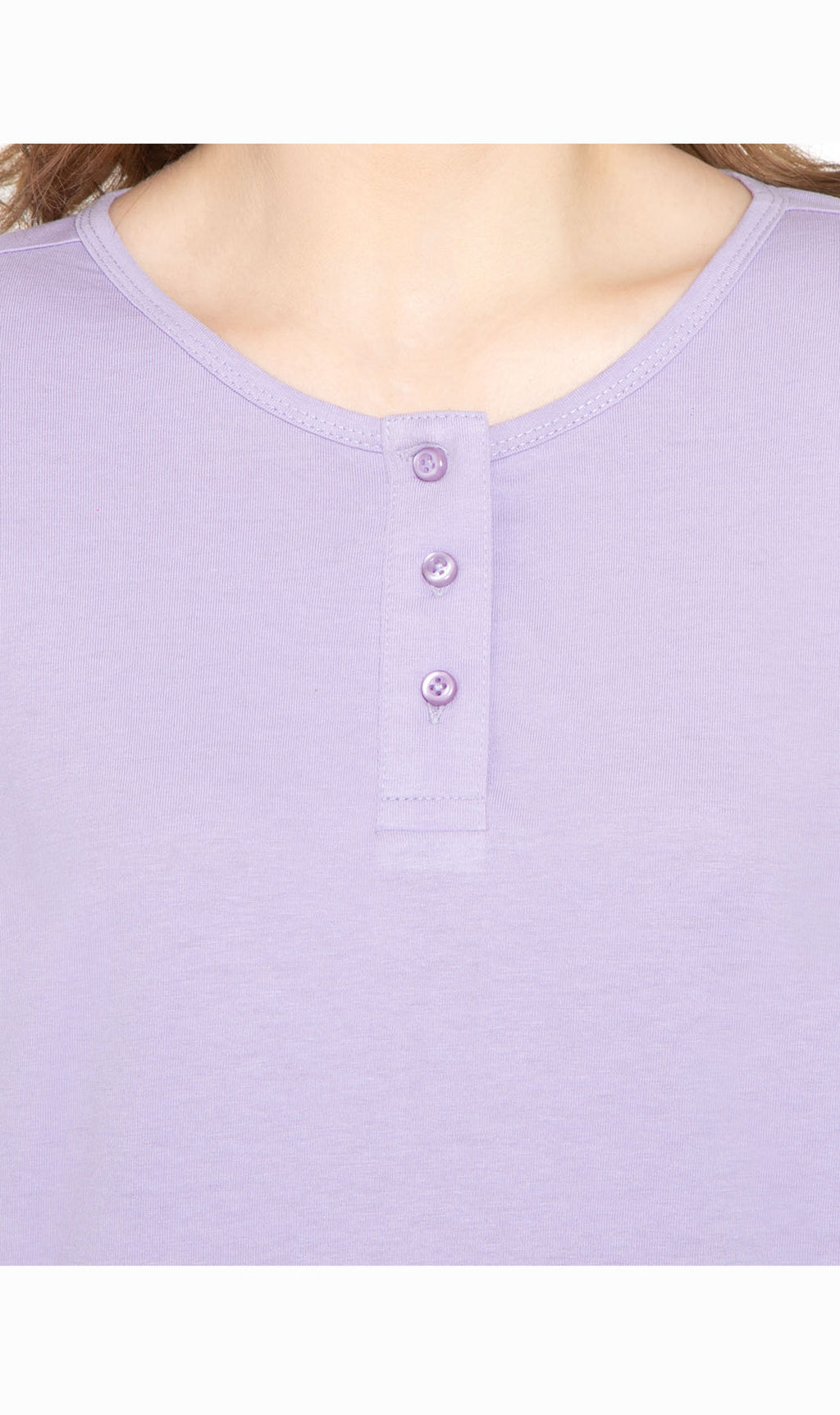 Women's 3/4 sleeves Henley in Cotton Blend with Button Placket