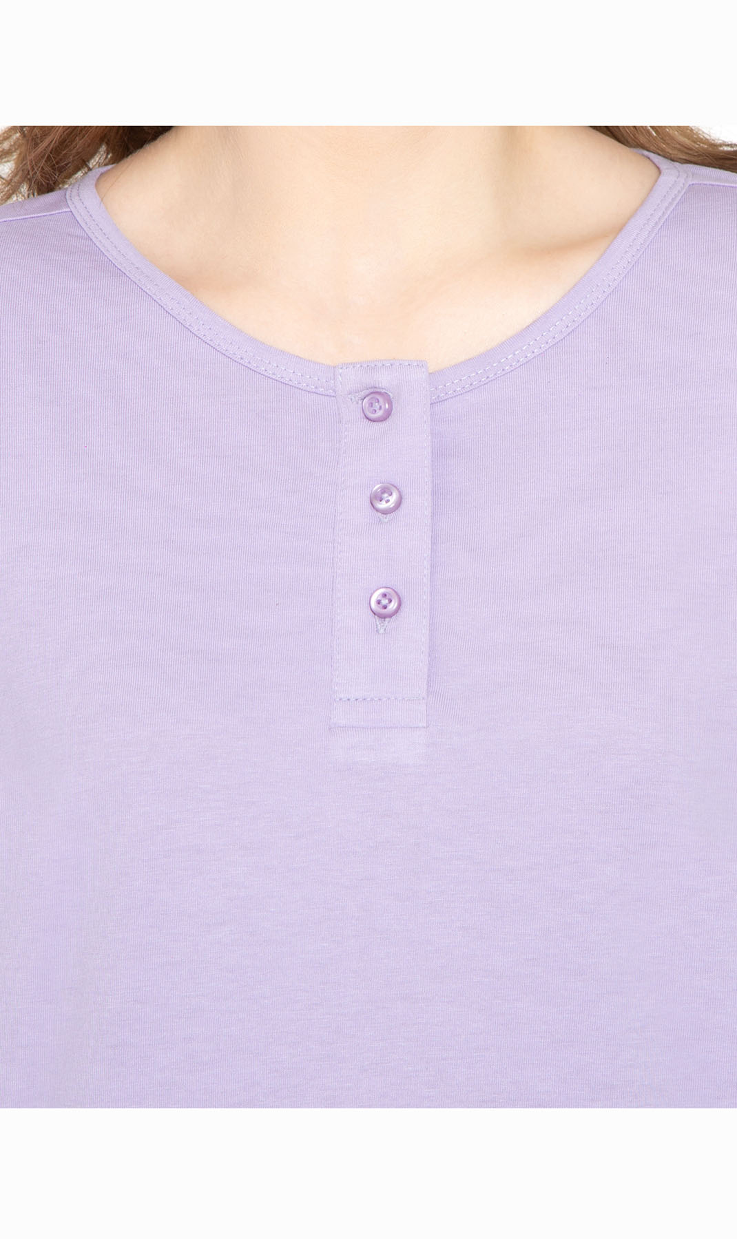 Women's 3/4 sleeves Henley in Cotton Blend with Button Placket