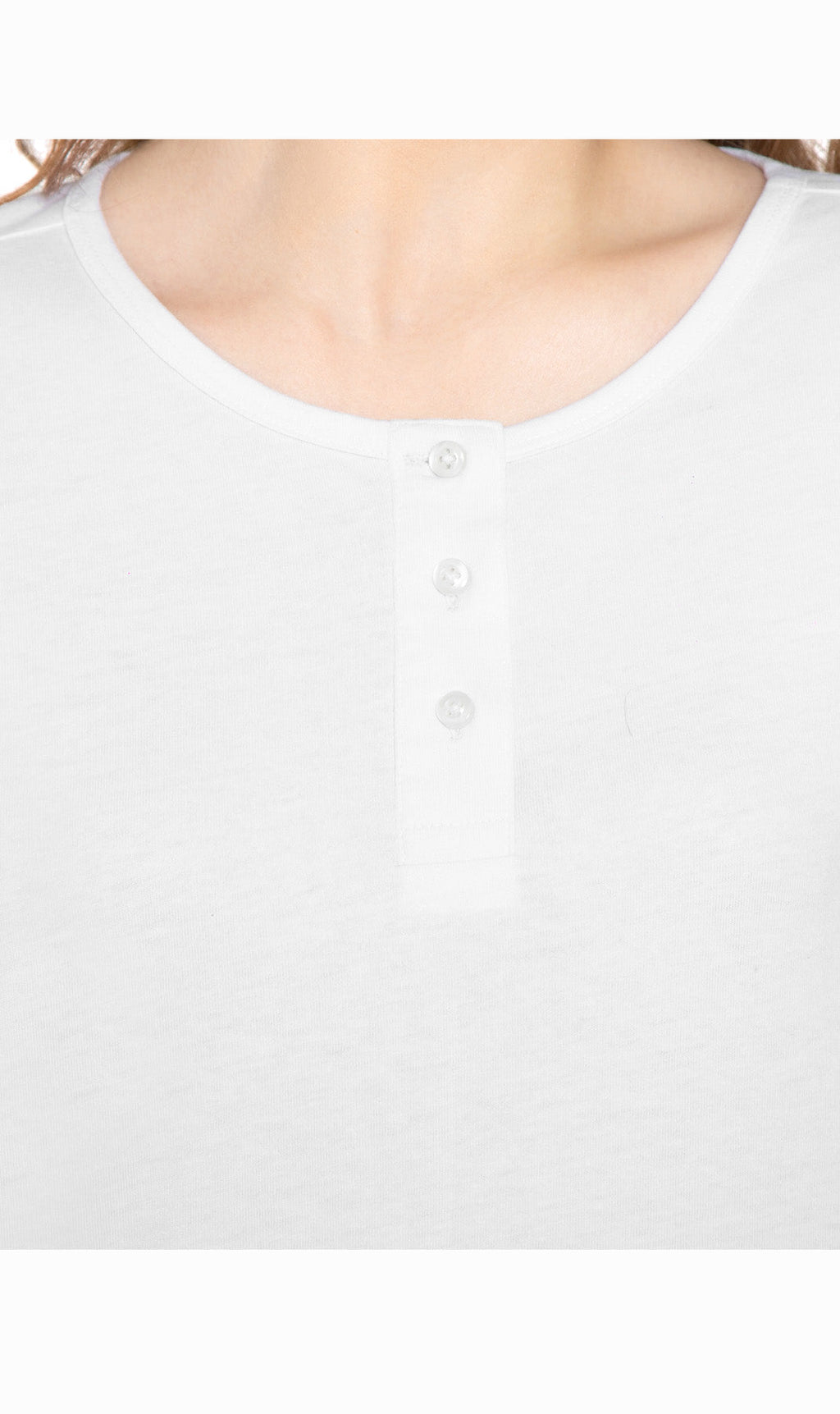 Women's 3/4 sleeves Henley in Cotton Blend with Button Placket