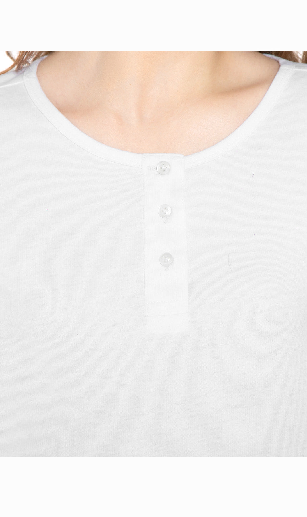 Women's 3/4 sleeves Henley in Cotton Blend with Button Placket