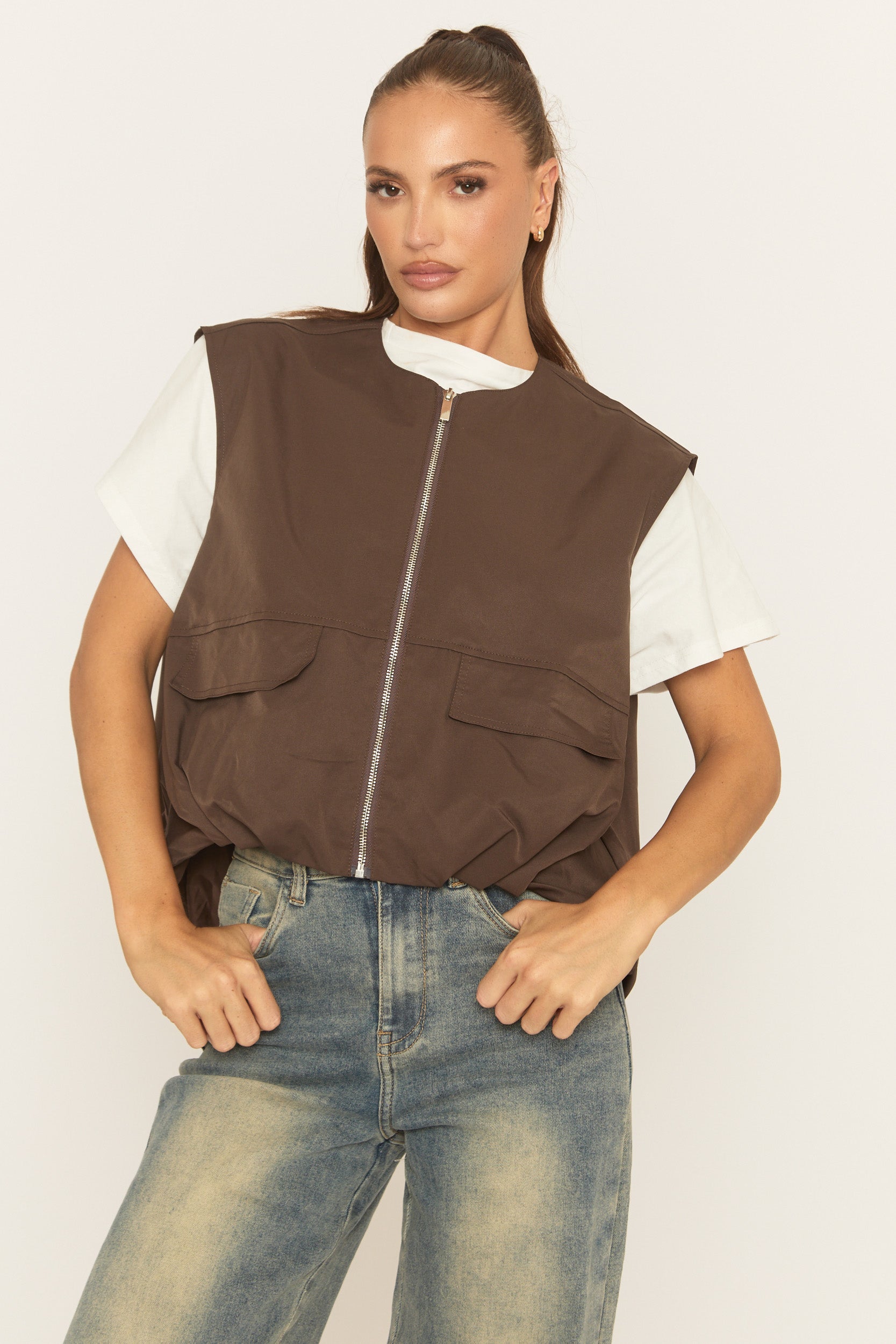 Chocolate Cropped Utility Jacket - Santona