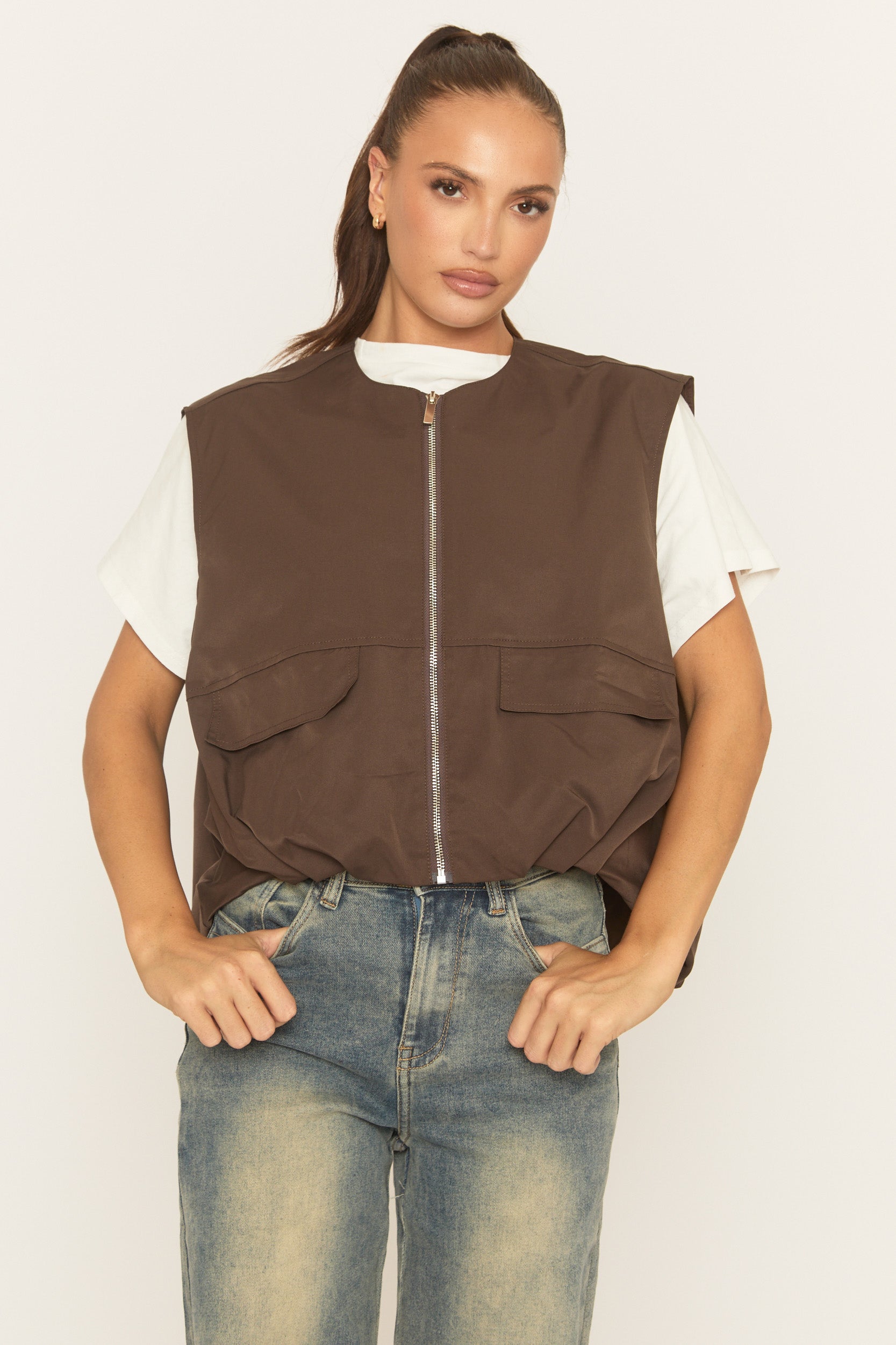 Chocolate Cropped Utility Jacket - Santona