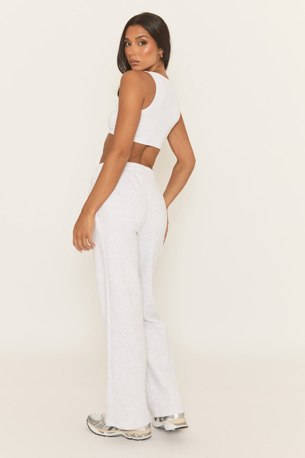 Bleach Grey Elasticated Waistband Wide Leg Joggers - Lakara