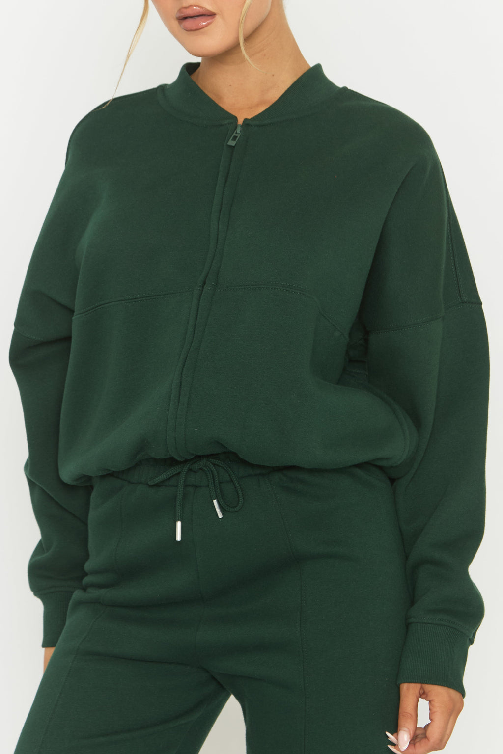 Forest Green Zip Front Bomber And Joggers Co-ord Set - Sasha