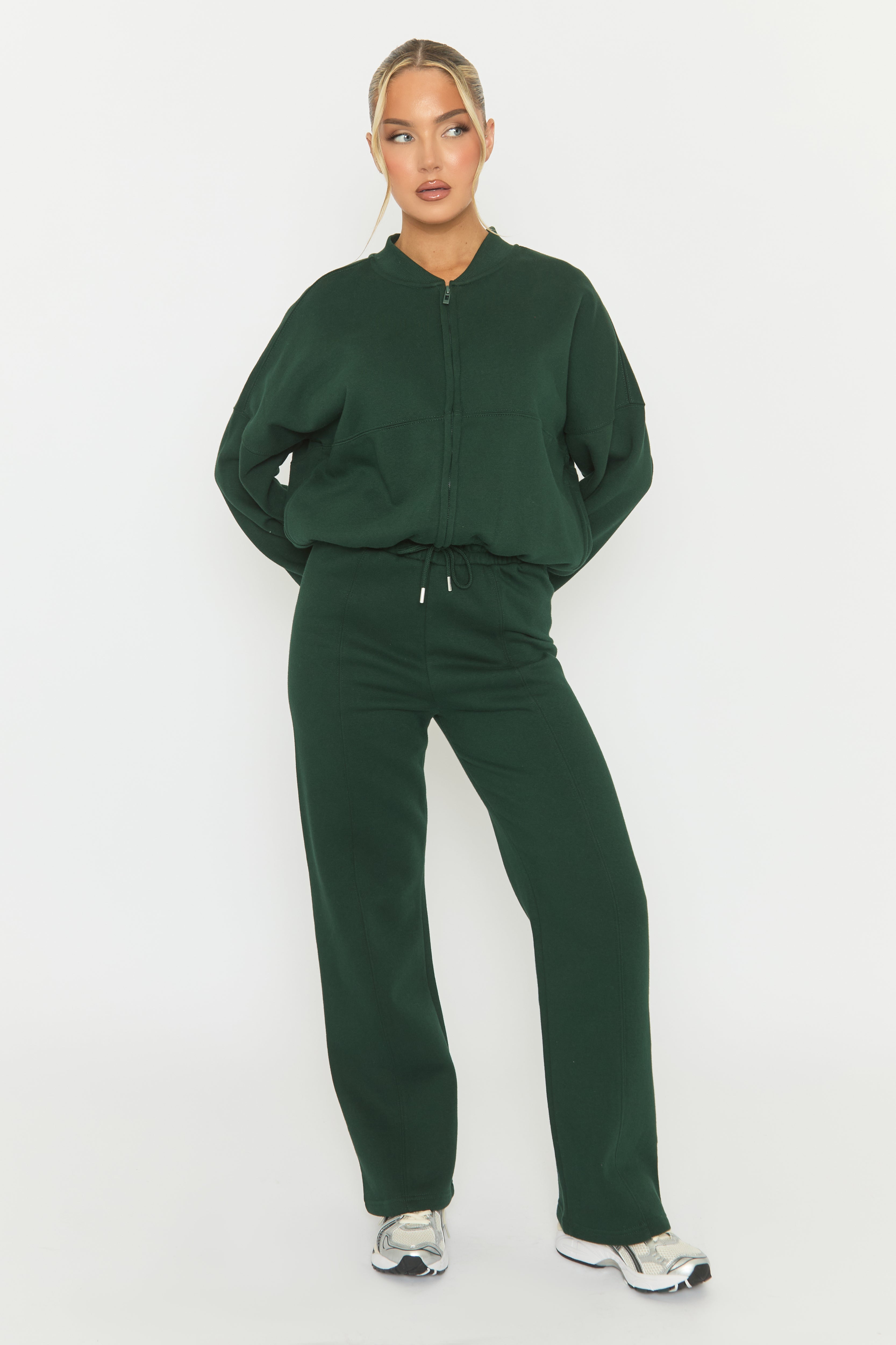 Forest Green Zip Front Bomber And Joggers Co-ord Set - Sasha