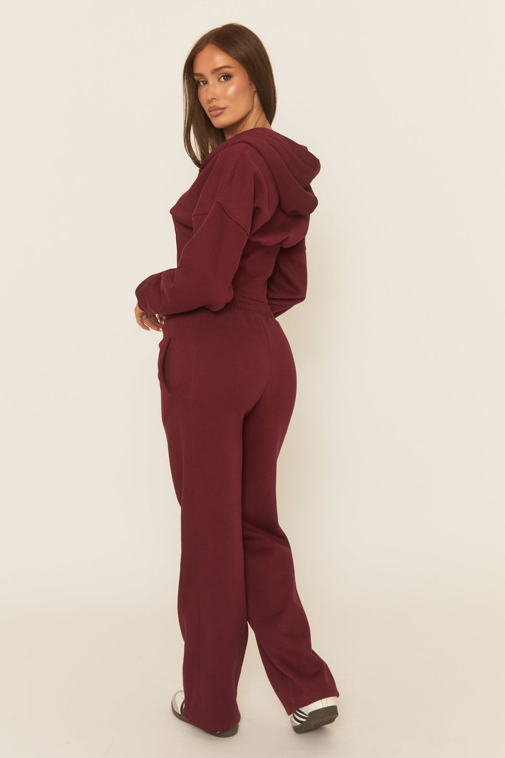 Wine Corset Fit Hoodie and Jogger Loungewear Set - Arria