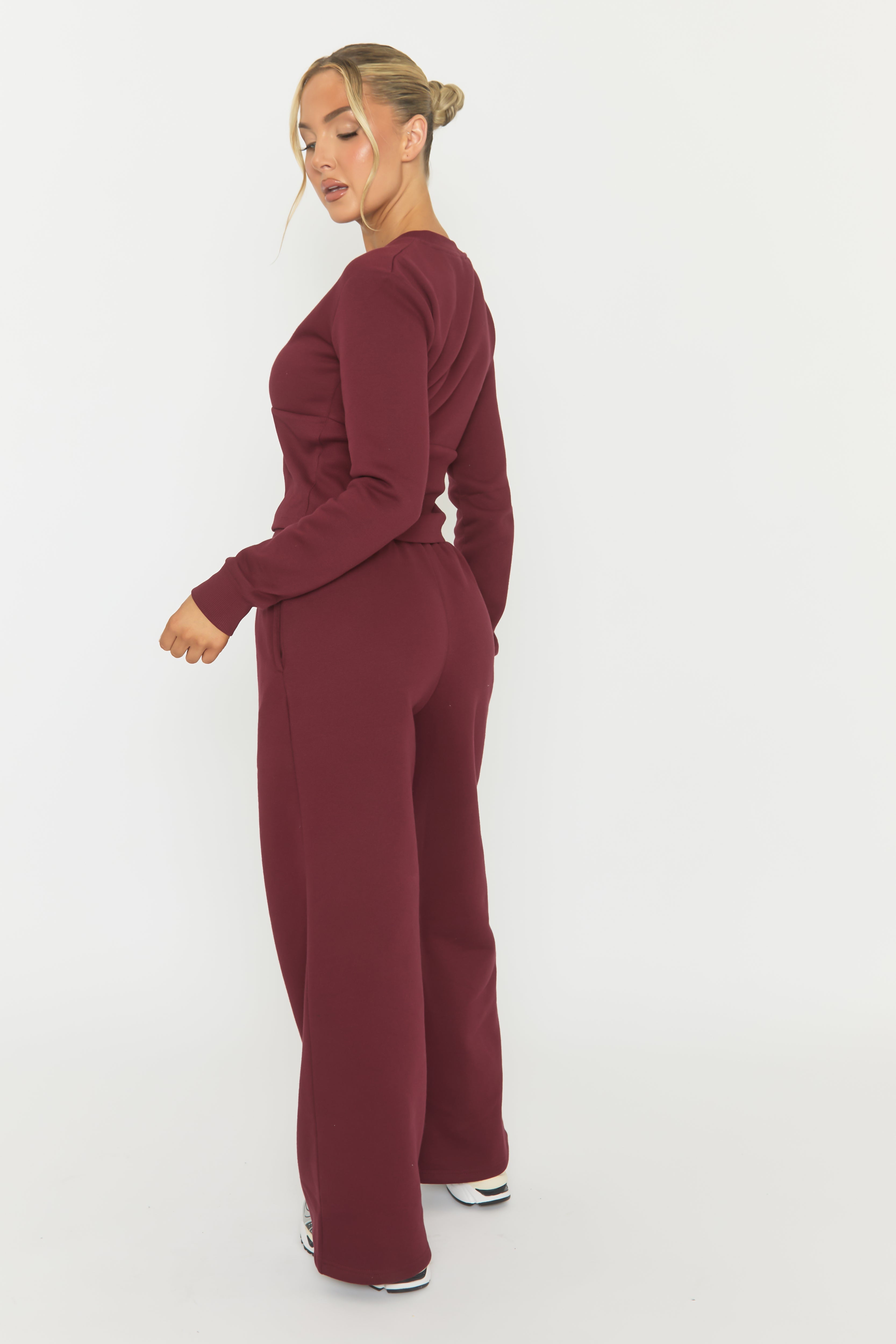 Wine Zip Through Loungewear Set - Laurye
