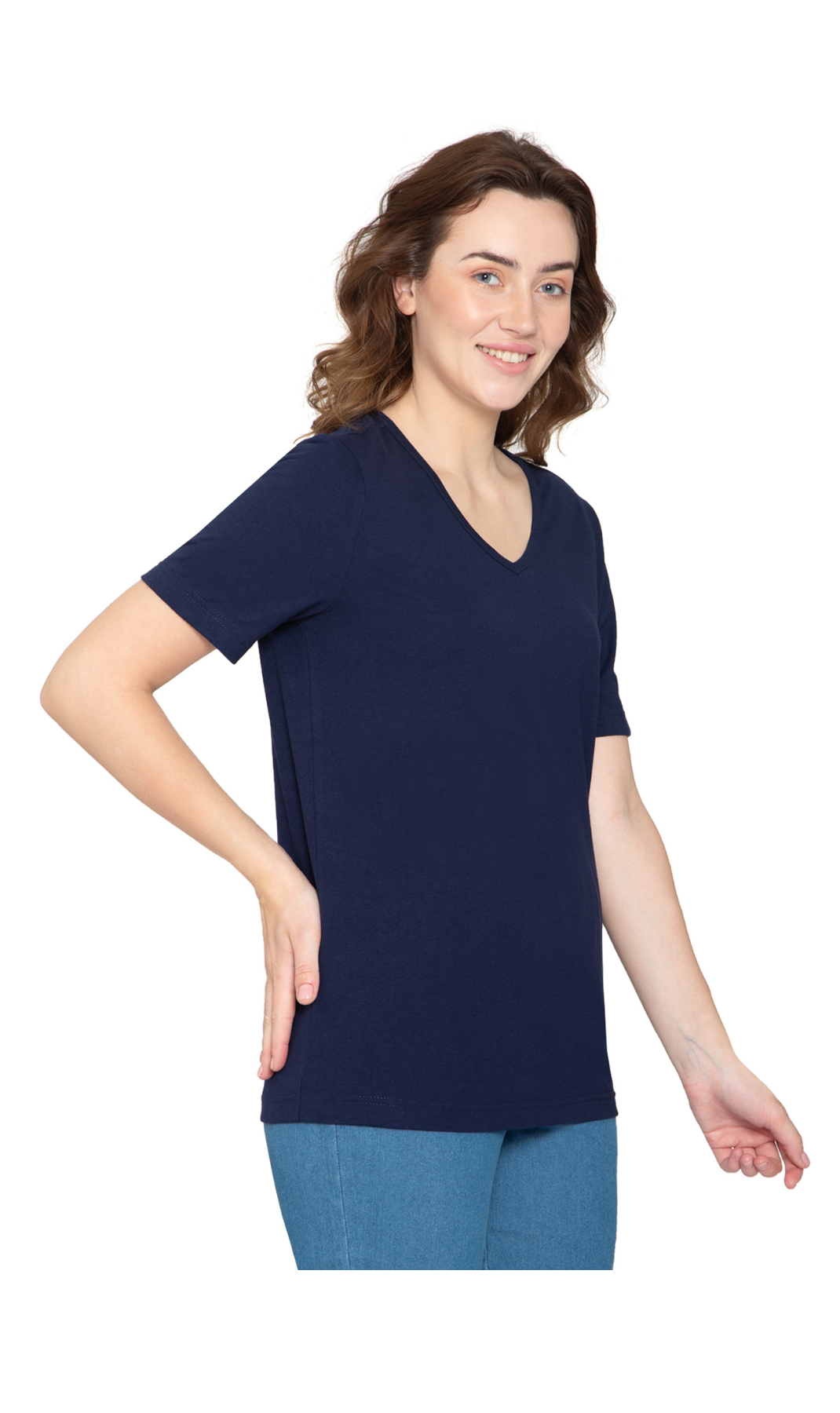 Women's Perfect Short-Sleeve V-Neck Tee Shirt - Cotton blend and Wrinkle Resistant
