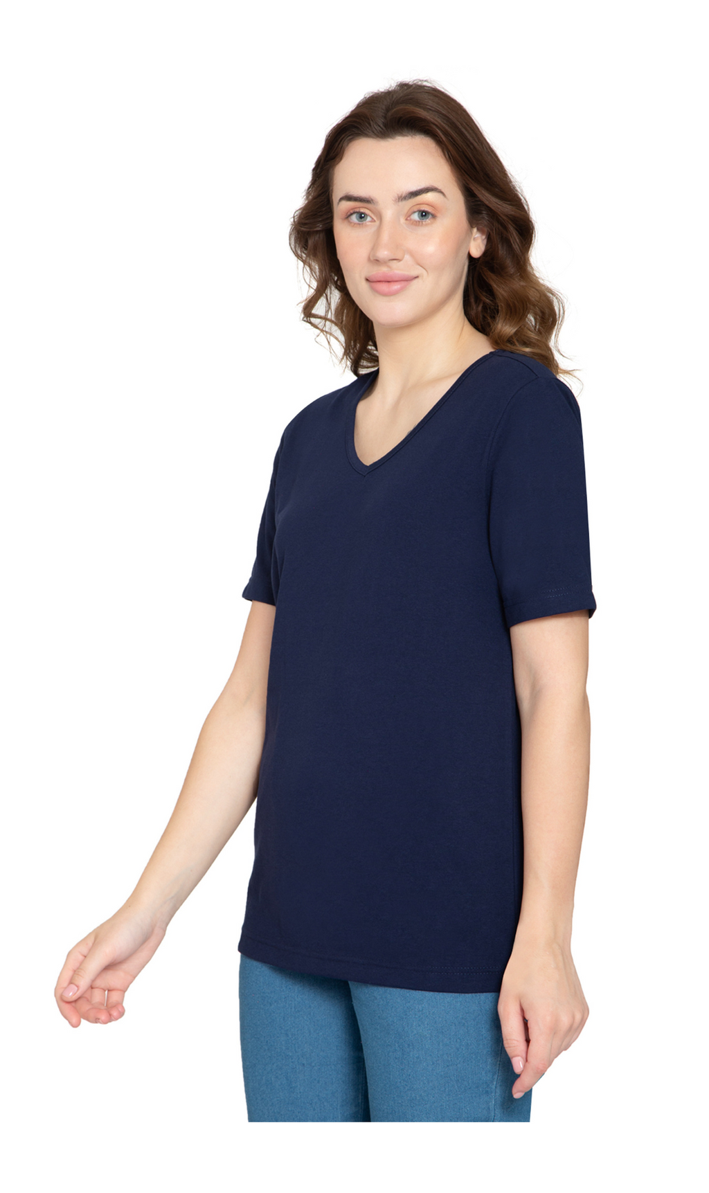 Women's Perfect Short-Sleeve V-Neck Tee Shirt - Cotton blend and Wrinkle Resistant