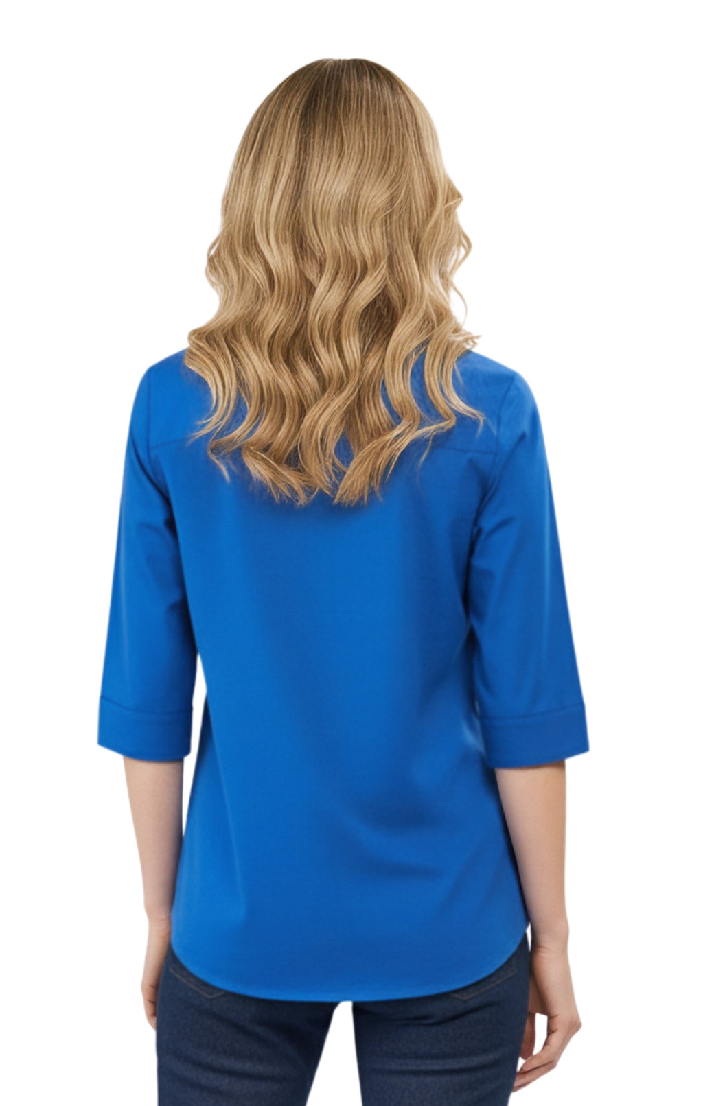 Womens Regular Fit 3/4 Sleeve Button Down Collared Camp Shirt