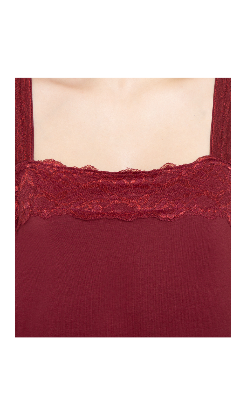 Women's Lacey Trim Cotton Blend Tank Top