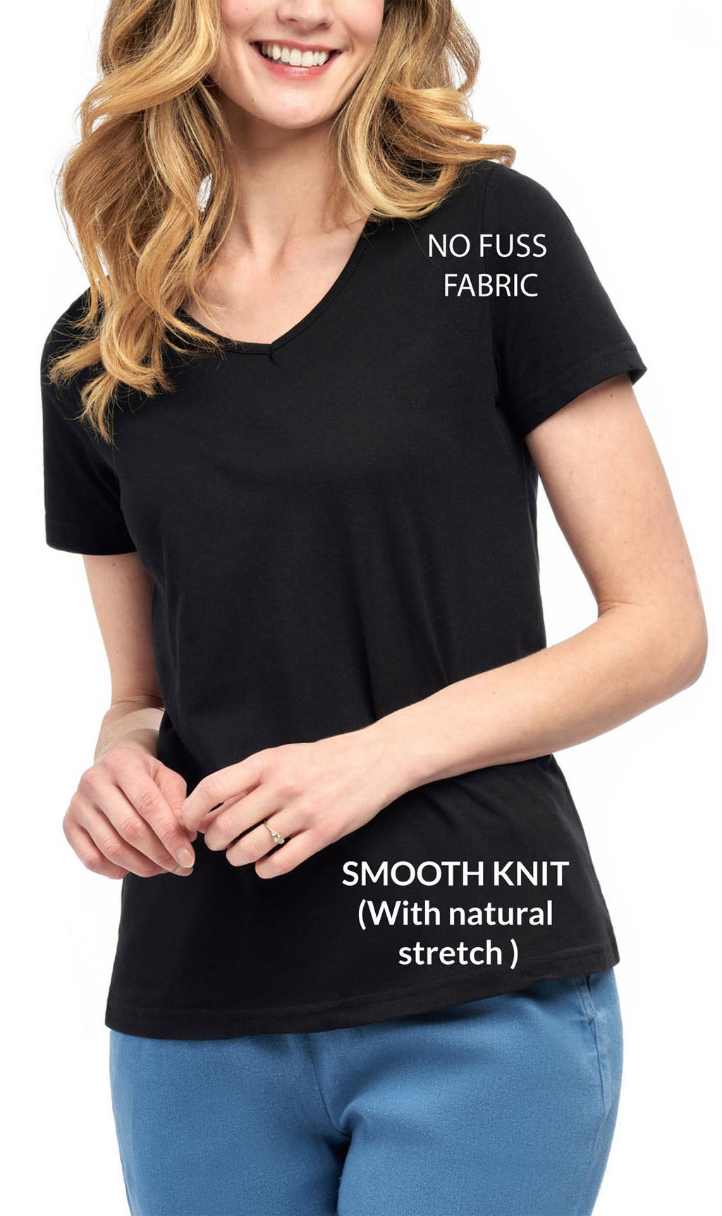 Women's Perfect Short-Sleeve V-Neck Tee Shirt - Cotton blend and Wrinkle Resistant