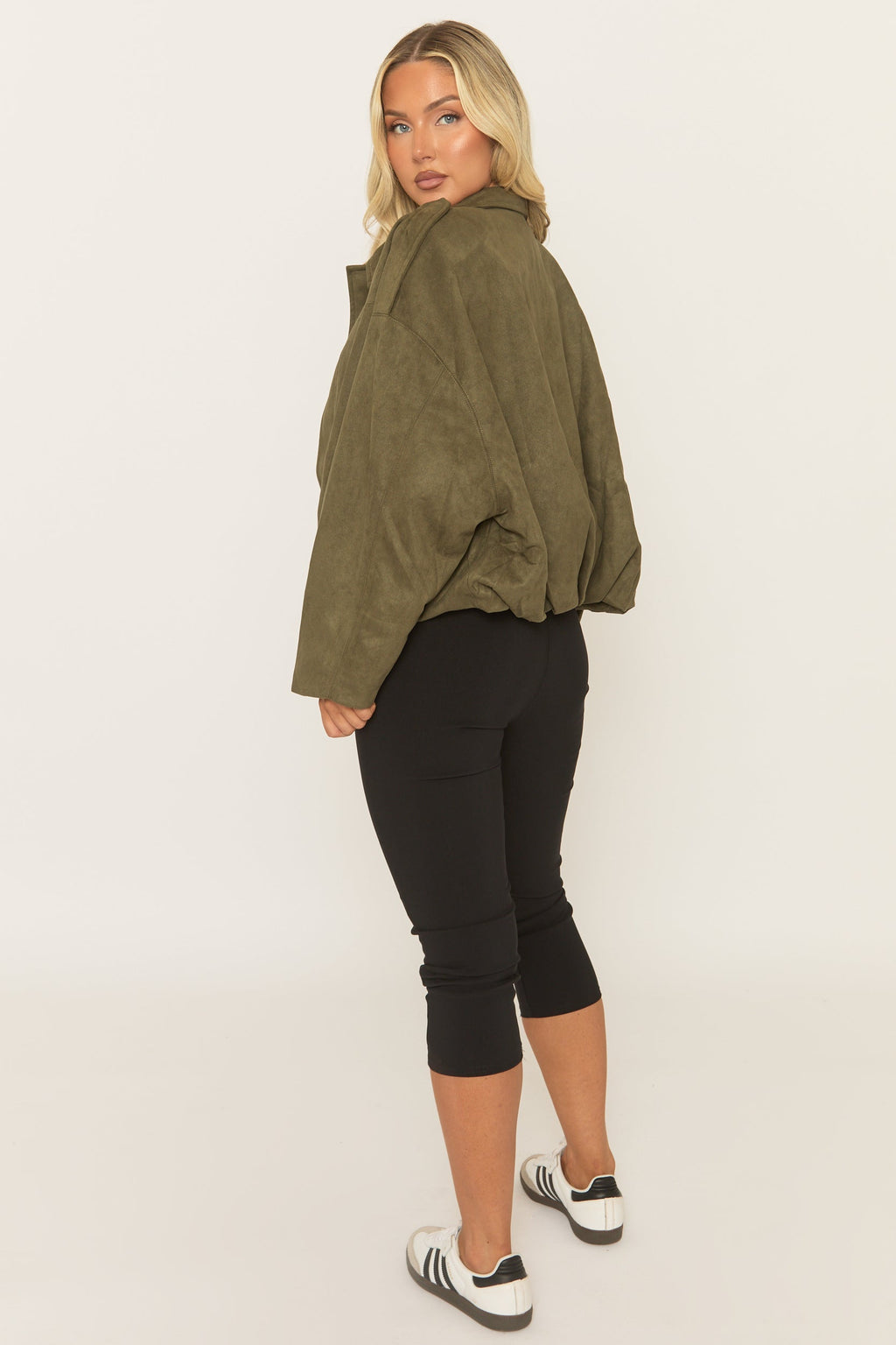 Khaki Suede Bomber Jacket - Imane