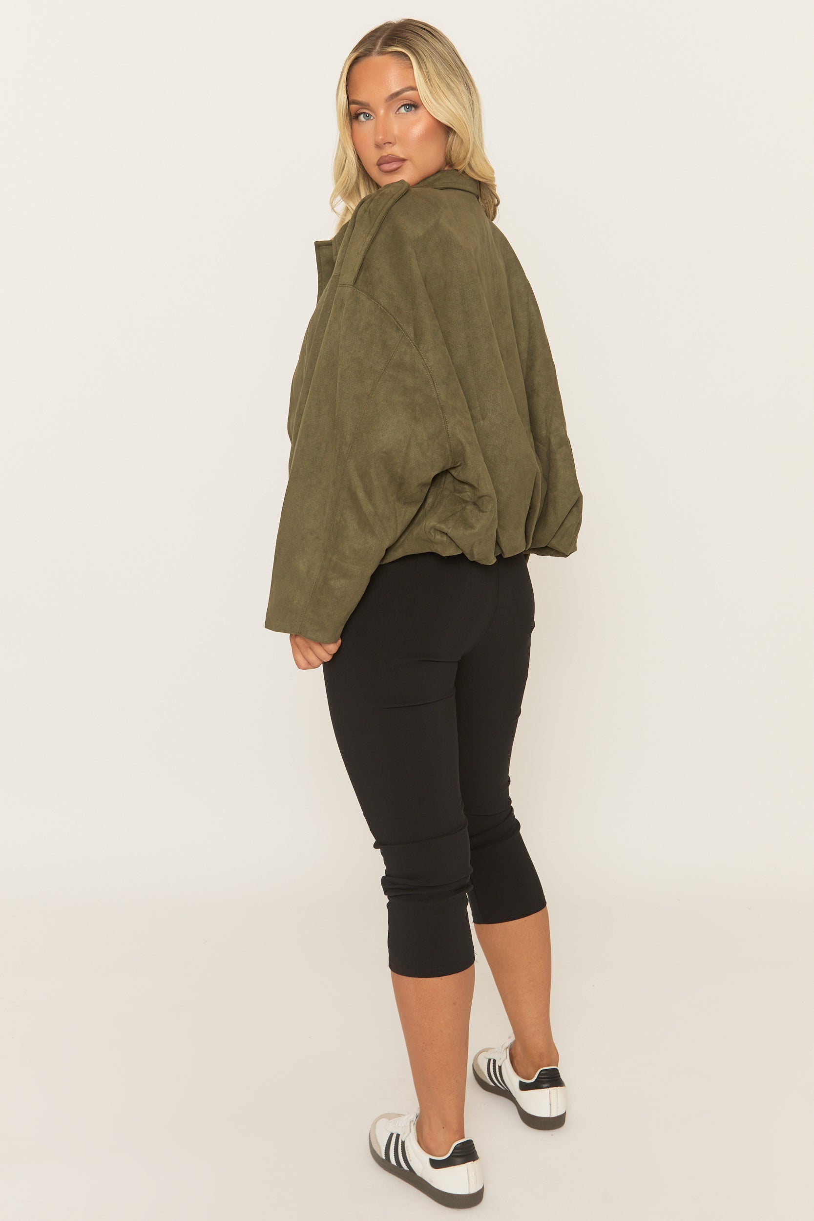 Khaki Suede Bomber Jacket - Imane