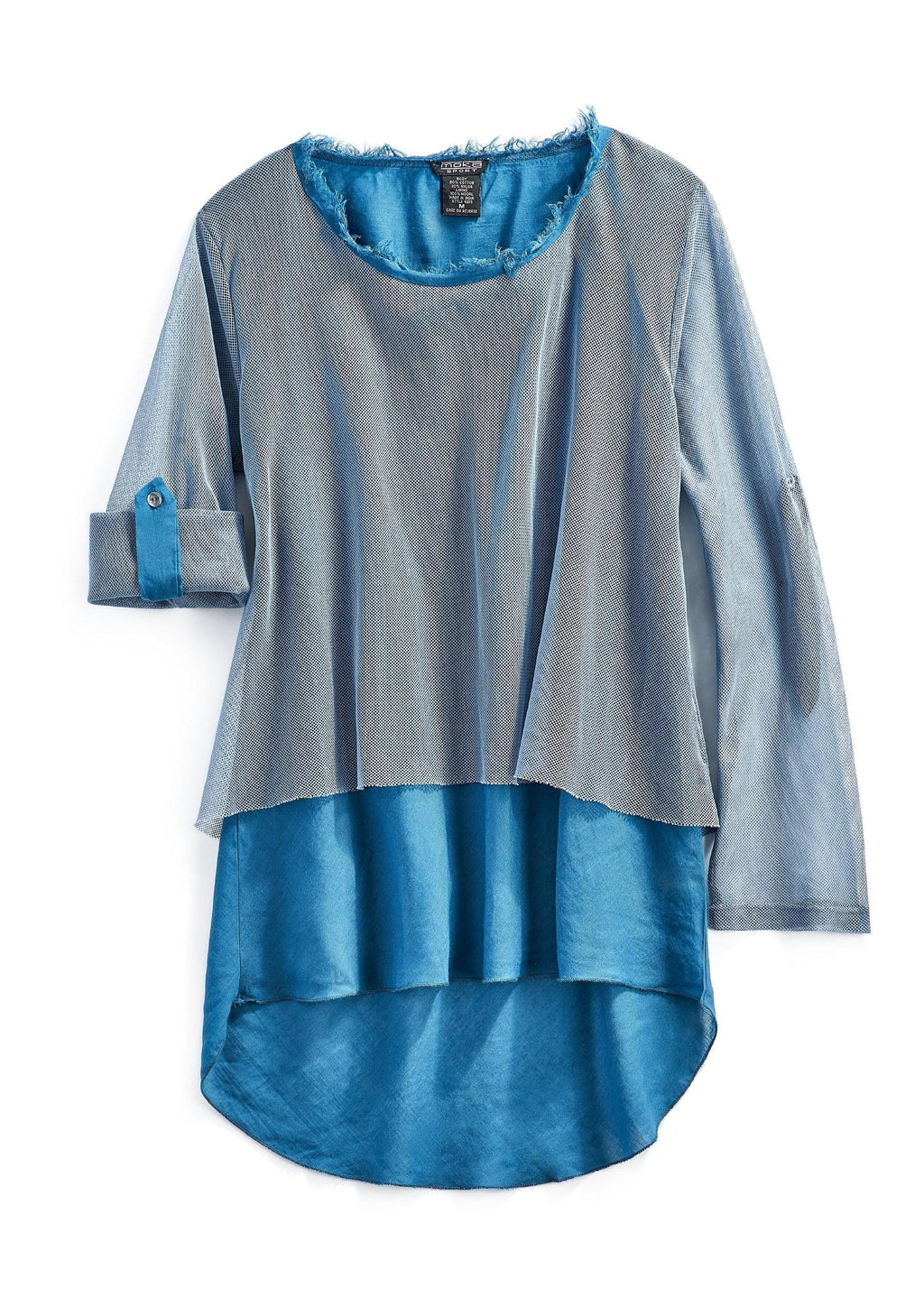 High Low Mesh Layered Knit Top