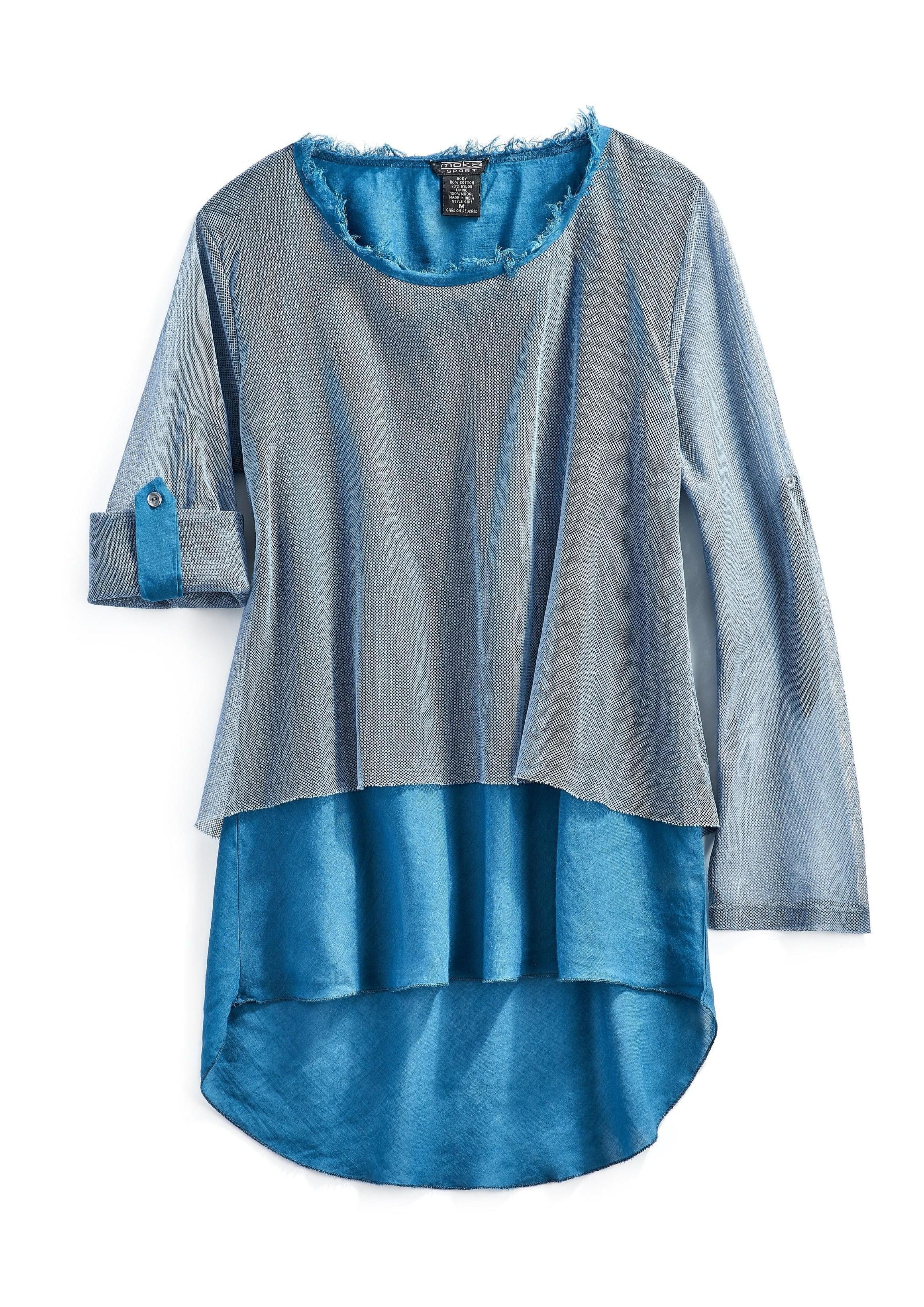 High Low Mesh Layered Knit Top