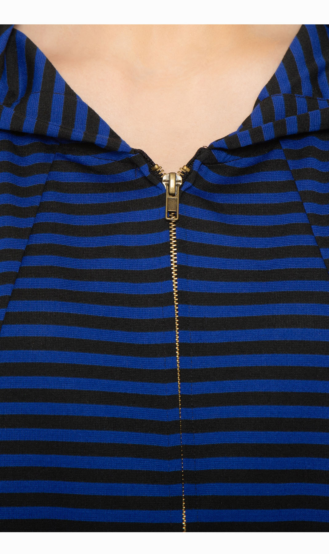 Women's Striped Zip Front High Low Hooded Jacket