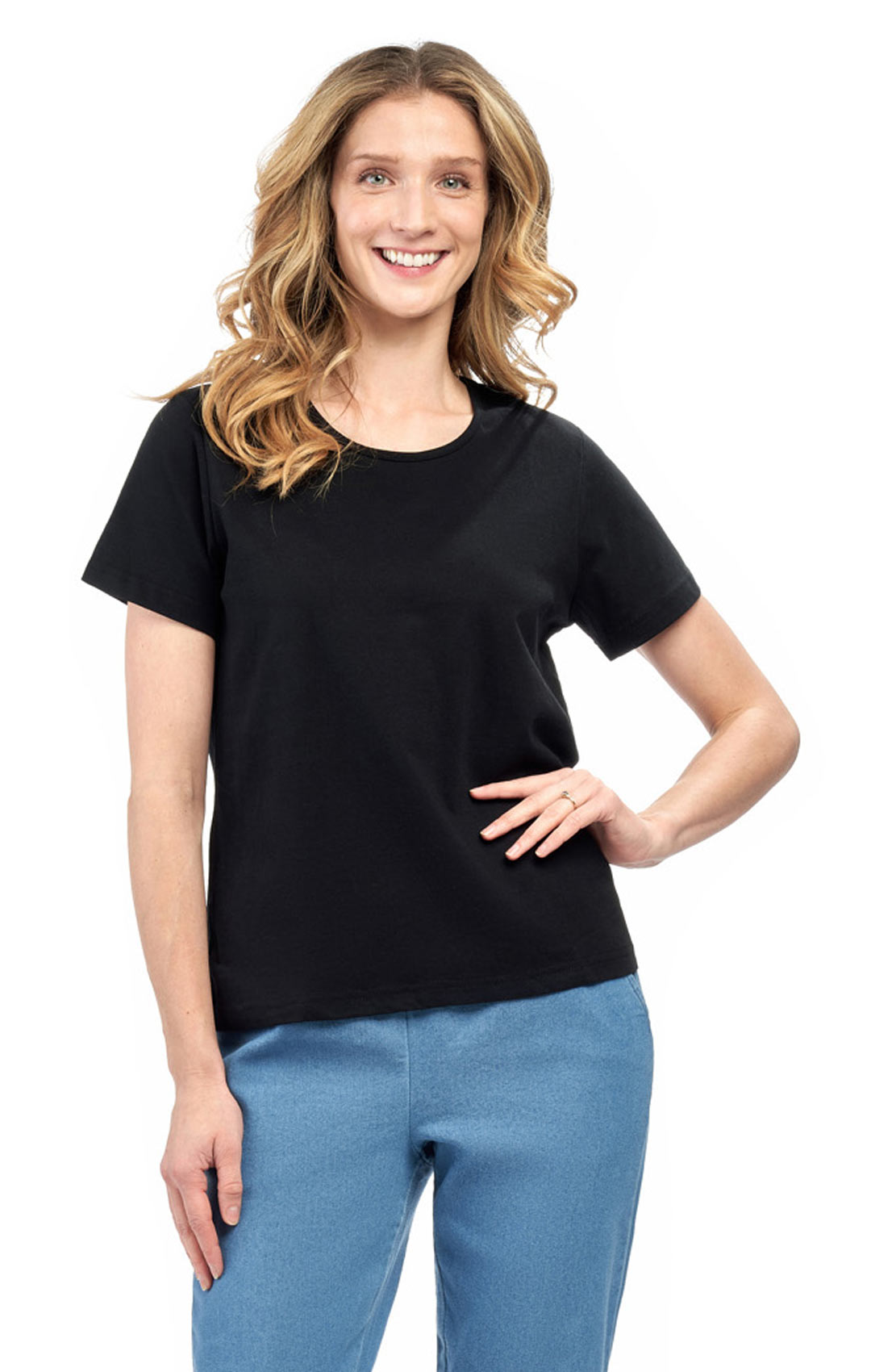 Women's Relaxed Fit Short-Sleeve Crew neck knit Tee Shirt