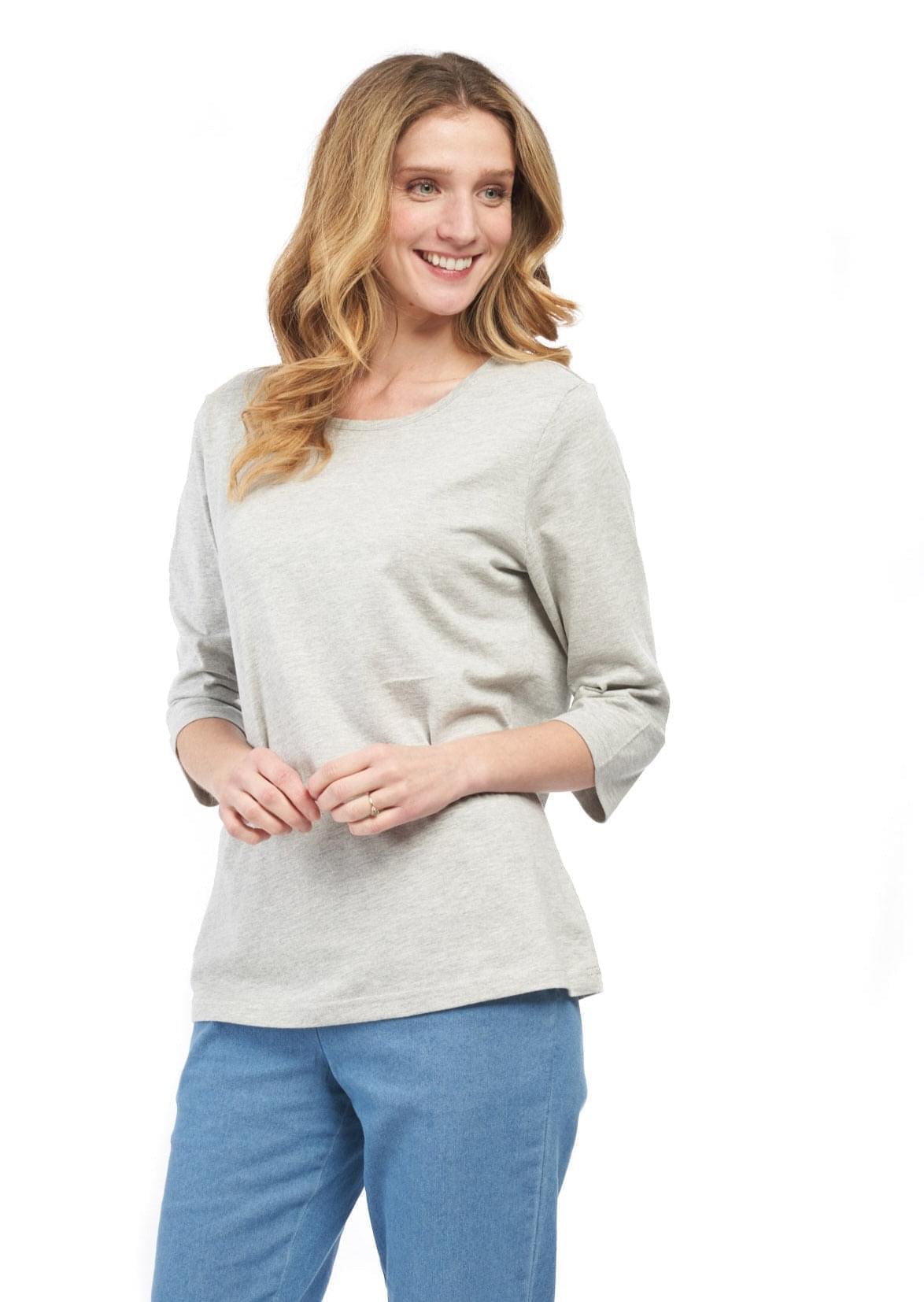 Women's Classic Comfort Fit 3/4 Sleeve length Crew Neck Jersey knit T-Shirt