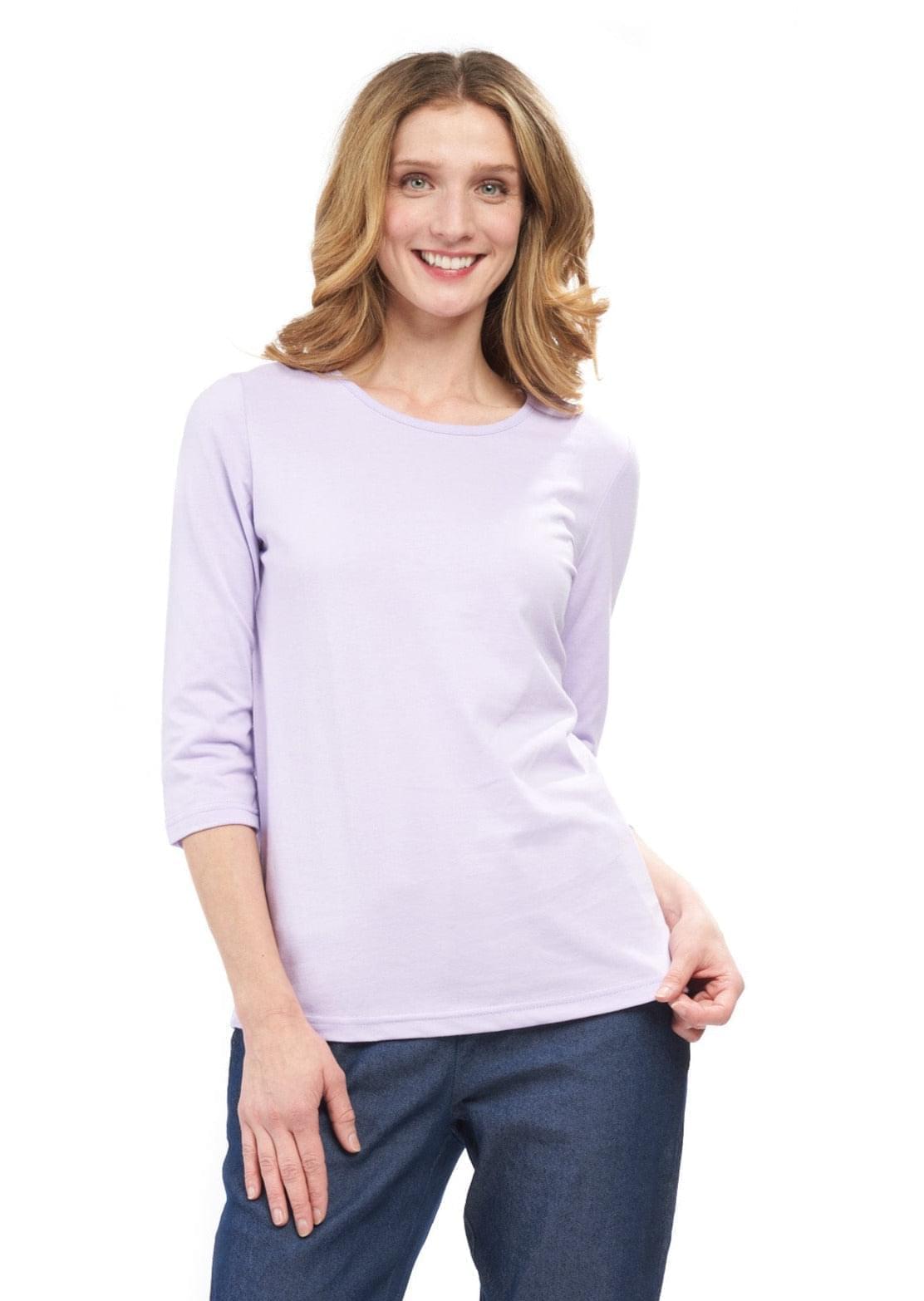Women's Classic Comfort Fit 3/4 Sleeve length Crew Neck Jersey knit T-Shirt