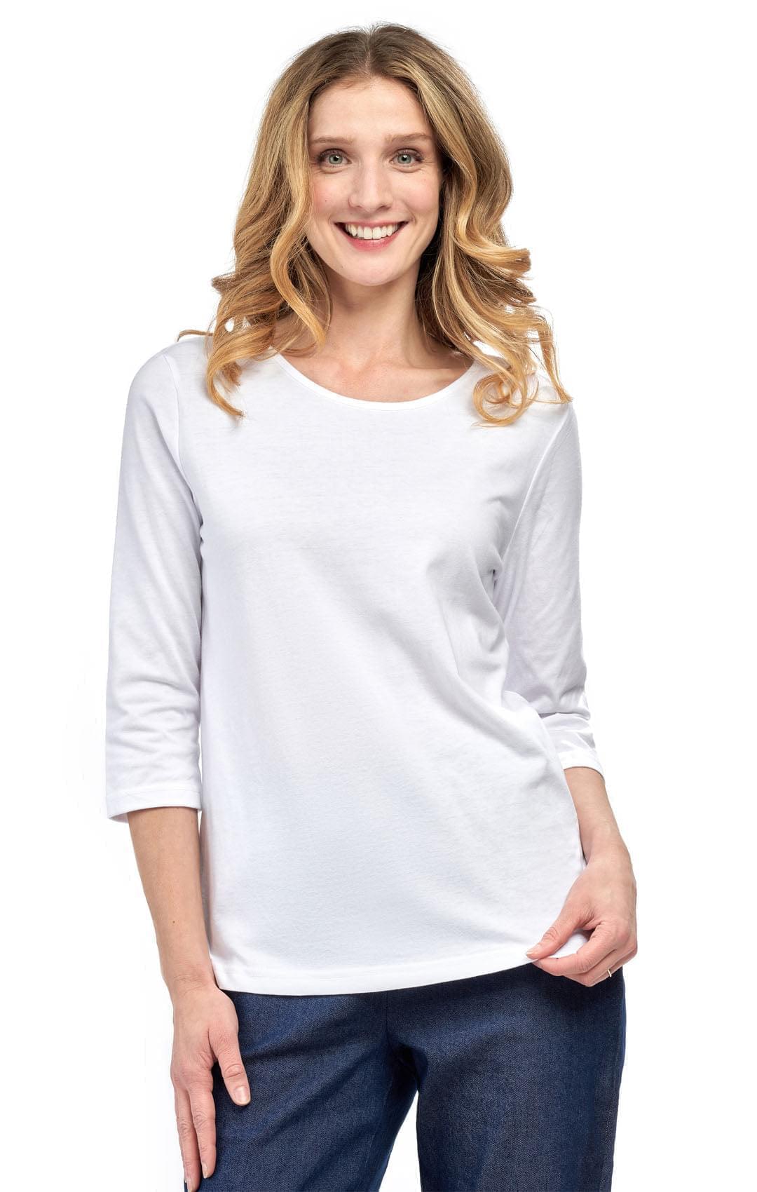 Women's Classic Comfort Fit 3/4 Sleeve length Crew Neck Jersey knit T-Shirt