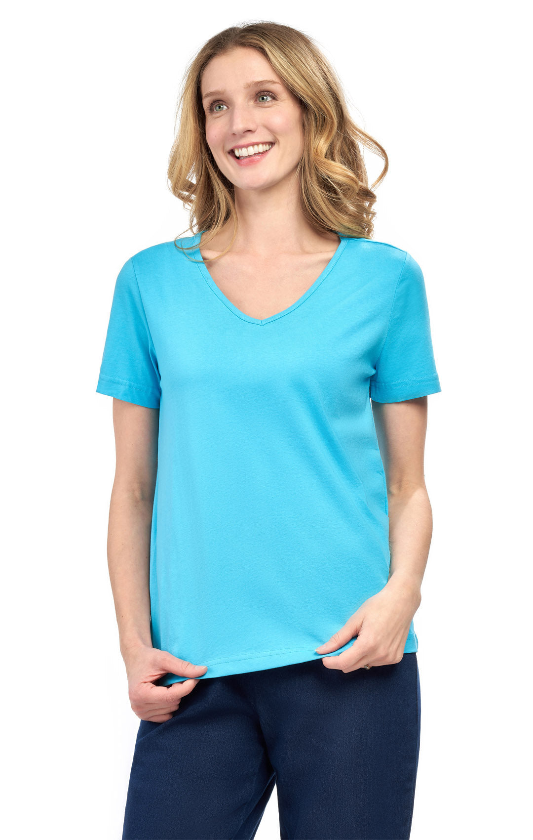 Women's Perfect Short-Sleeve V-Neck Tee Shirt - Cotton blend and Wrinkle Resistant