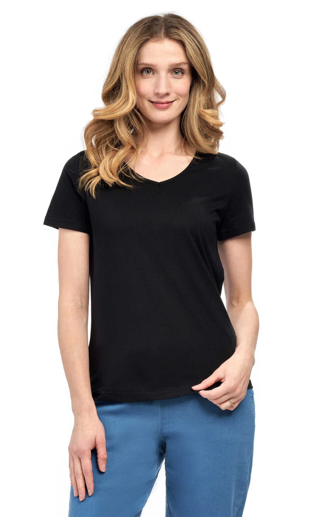 Women's Perfect Short-Sleeve V-Neck Tee Shirt - Cotton blend and Wrinkle Resistant