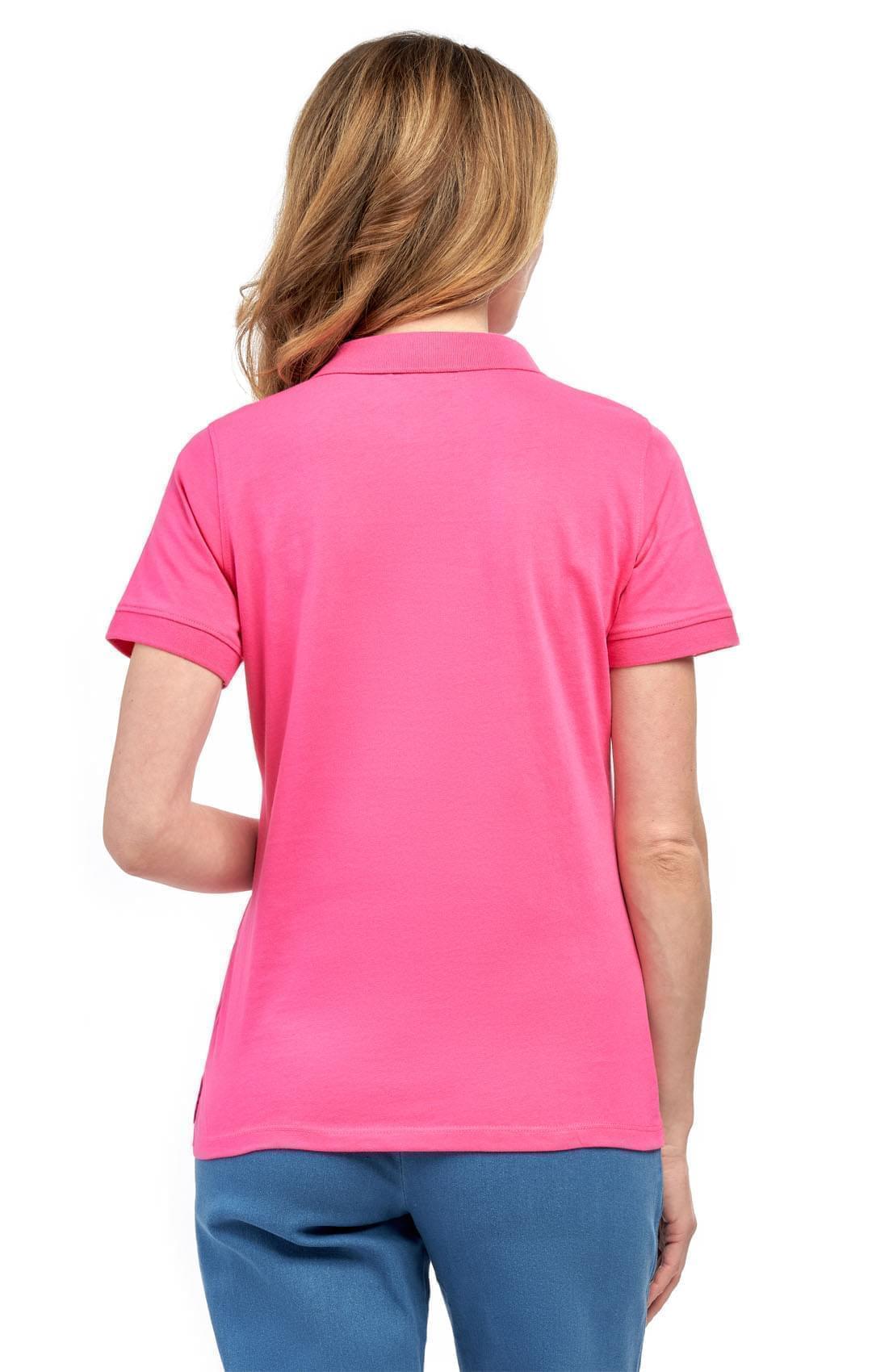 Women's Short Sleeve Pique Knit Polo Shirt in Relaxed Fit Pocketless Jersey