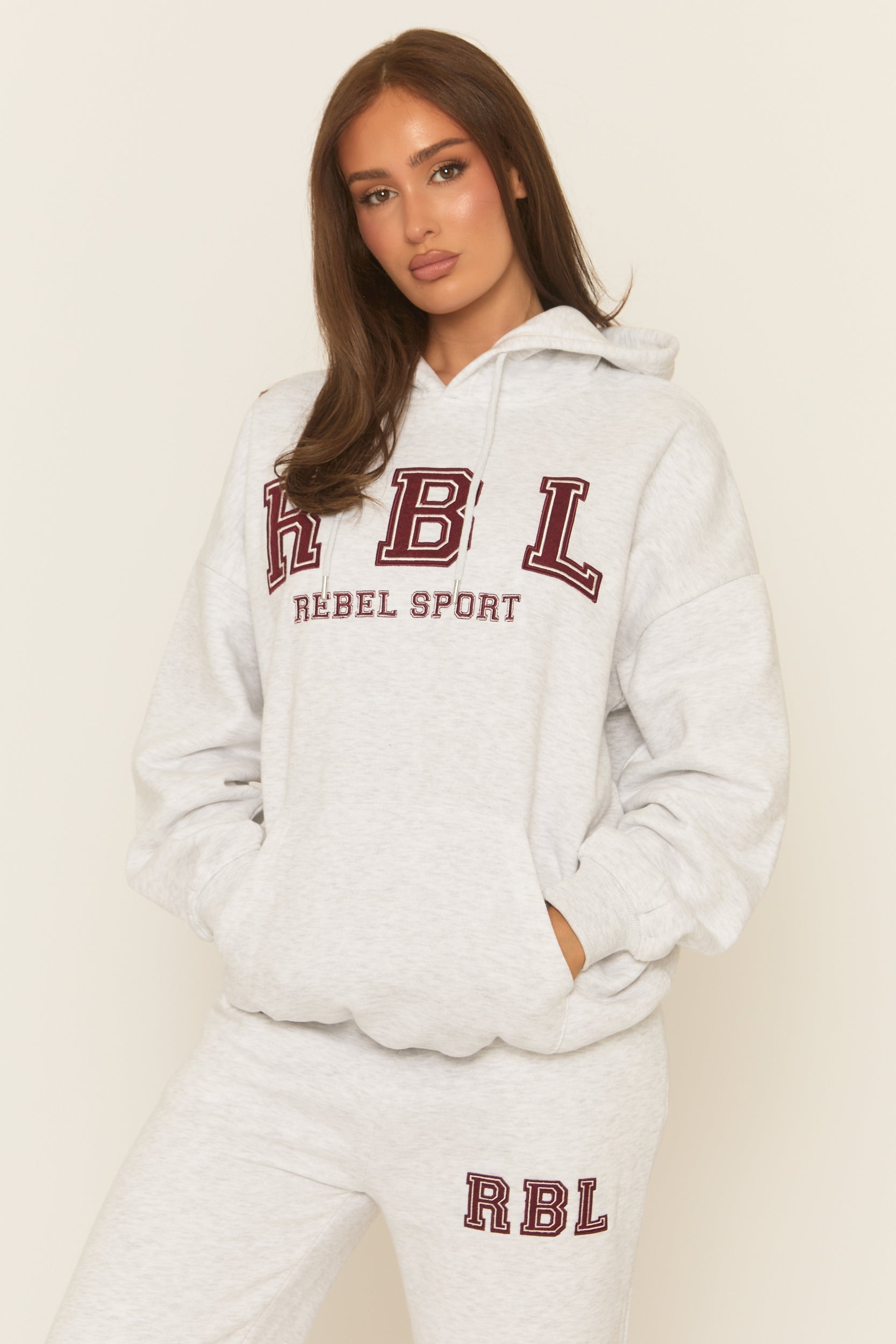 Light Grey Marl Rebel Sport Oversized Hoodie - Camilla