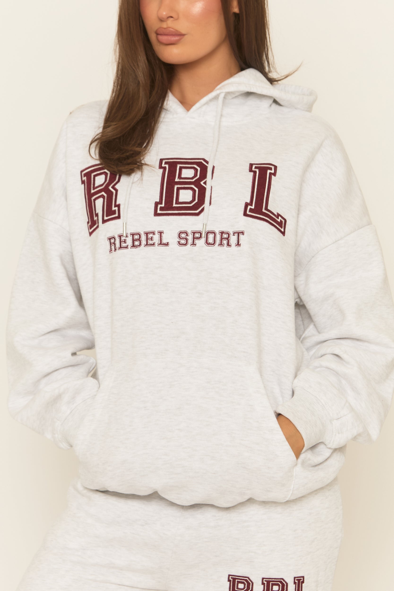 Light Grey Marl Rebel Sport Oversized Hoodie - Camilla