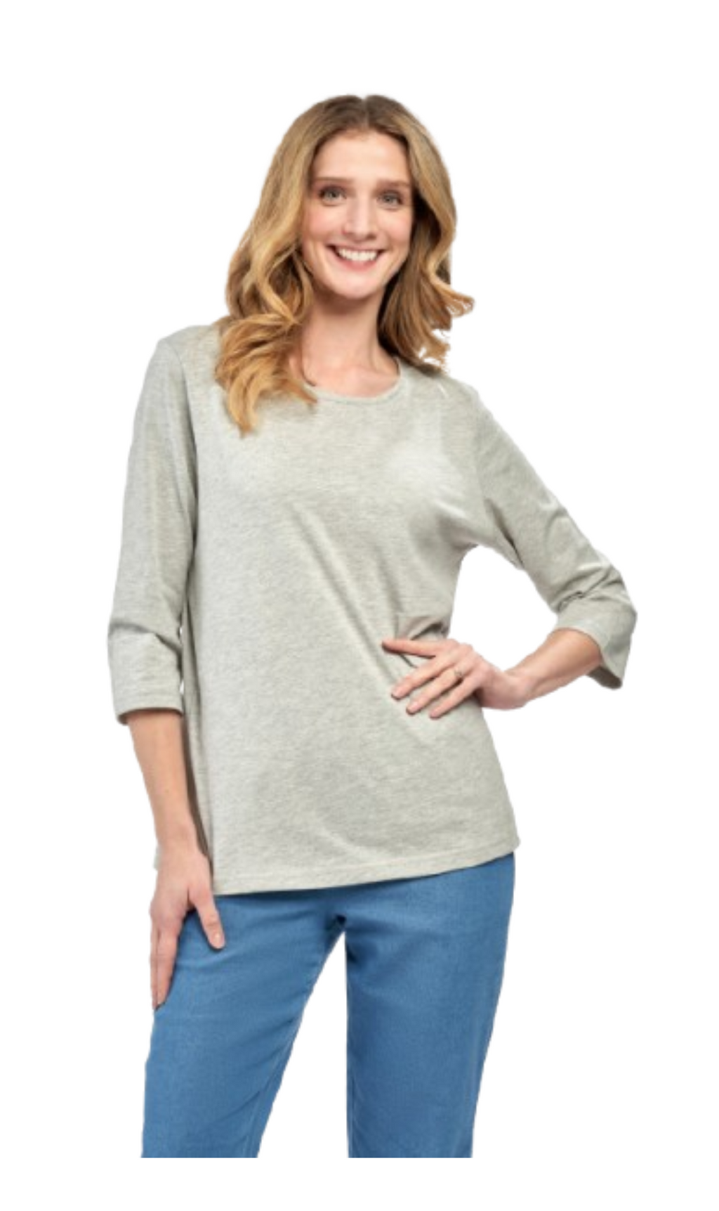 Women's Classic Comfort Fit 3/4 Sleeve length Crew Neck Jersey knit T-Shirt