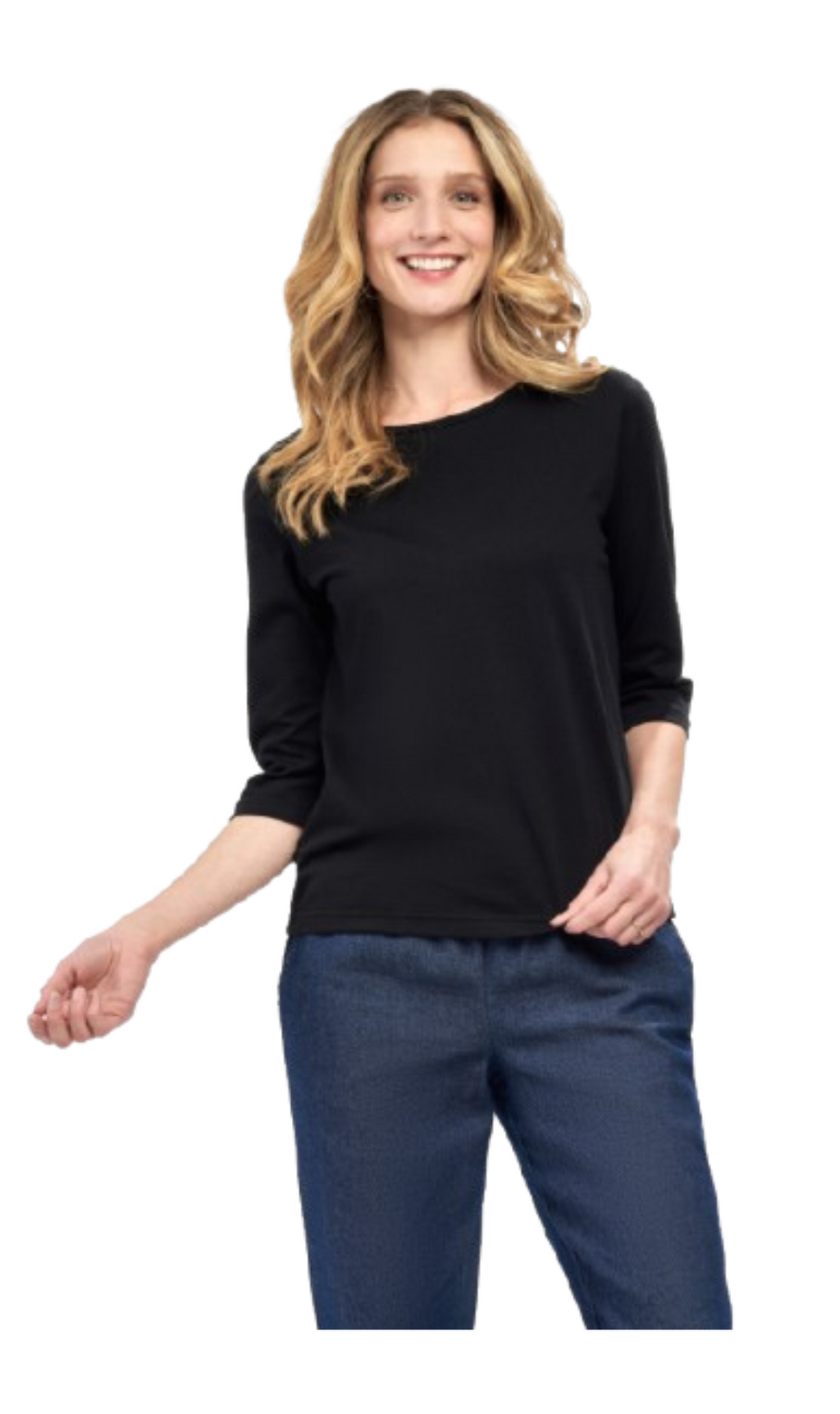 Women's Classic Comfort Fit 3/4 Sleeve length Crew Neck Jersey knit T-Shirt