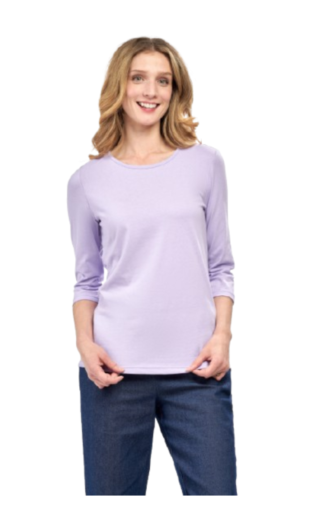 Women's Classic Comfort Fit 3/4 Sleeve length Crew Neck Jersey knit T-Shirt
